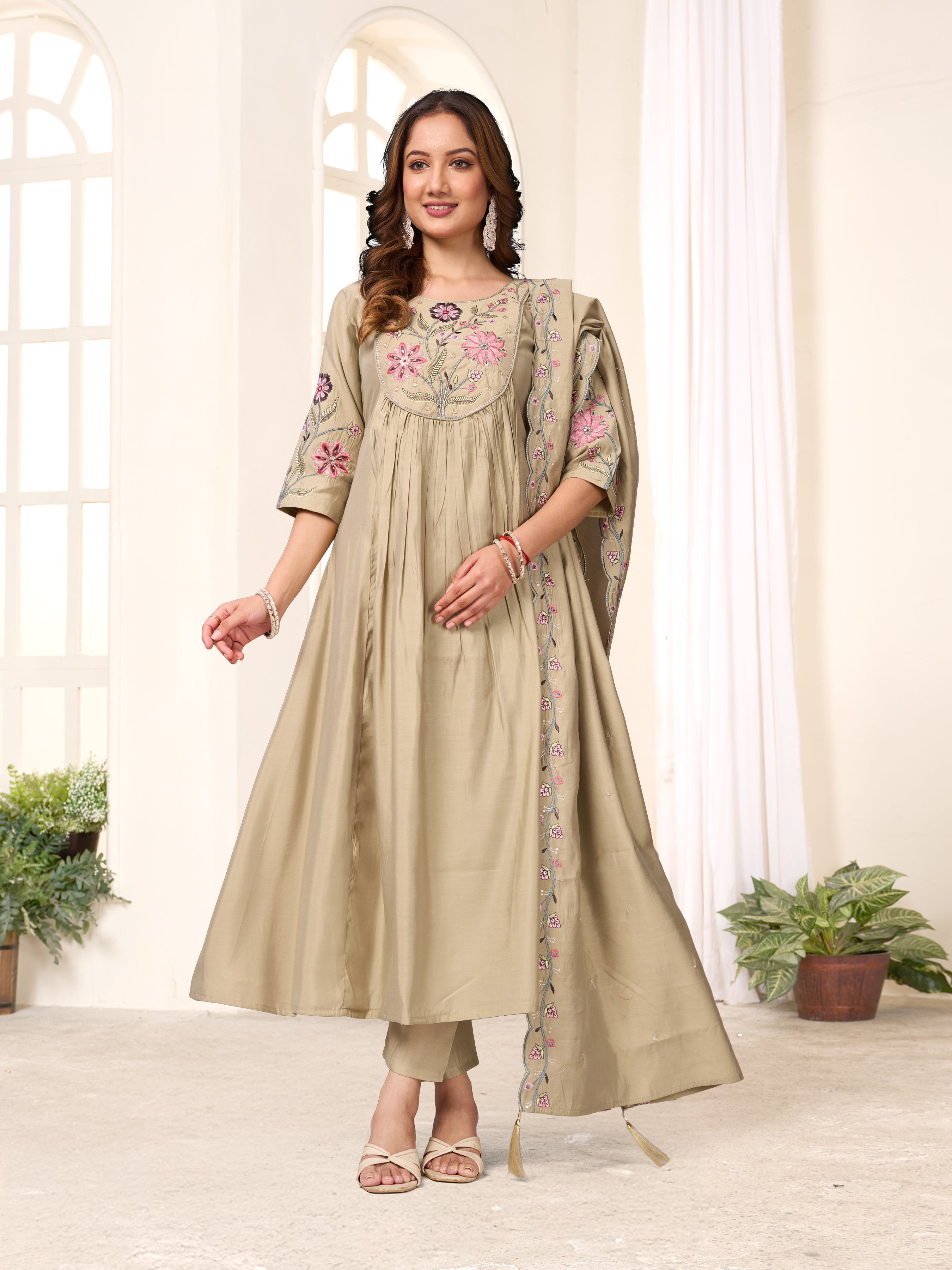Multi Embroidery Thread With Hand Work kurti