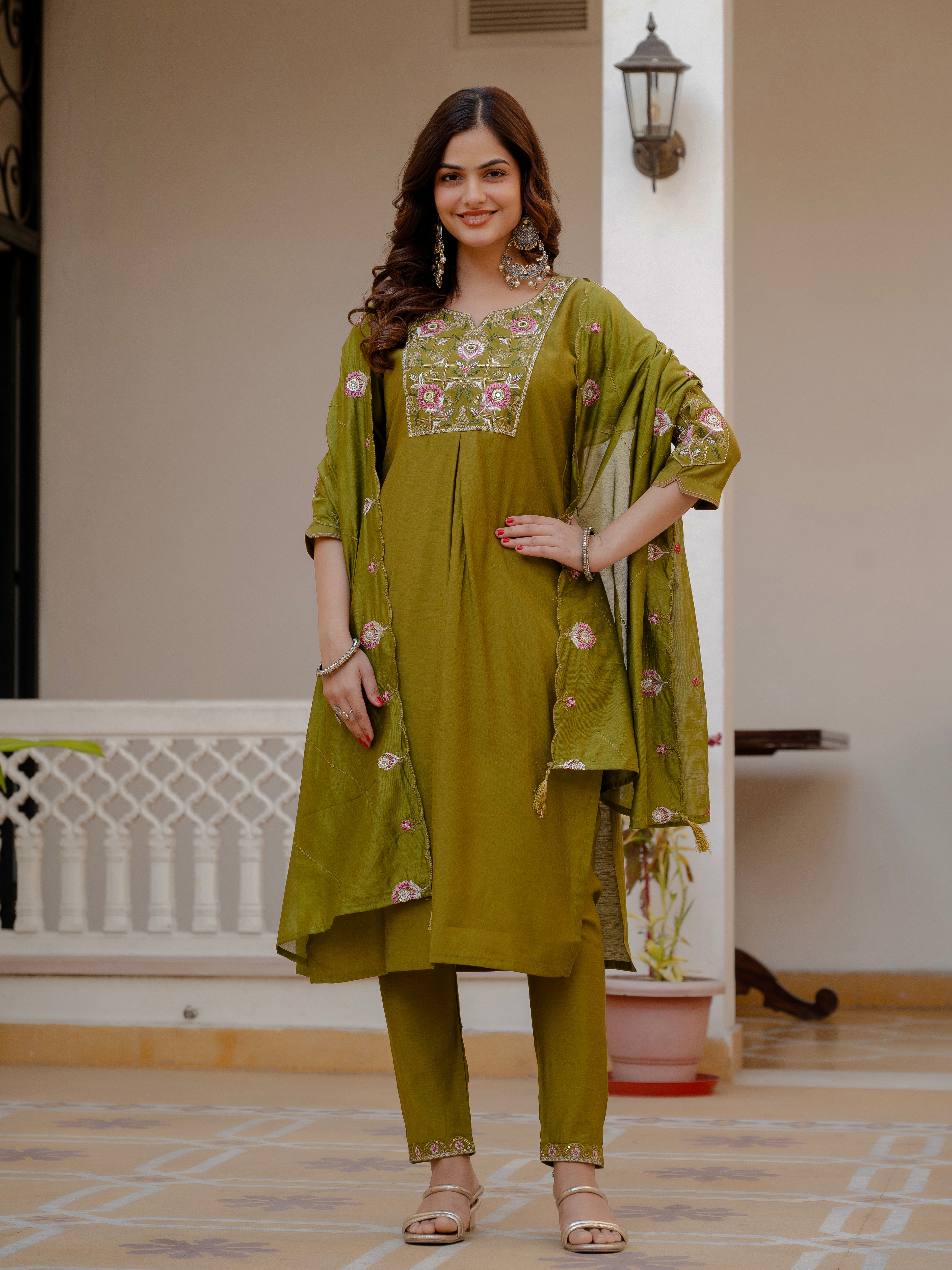 Multi Embroidery Sequins with Hand Work kurti