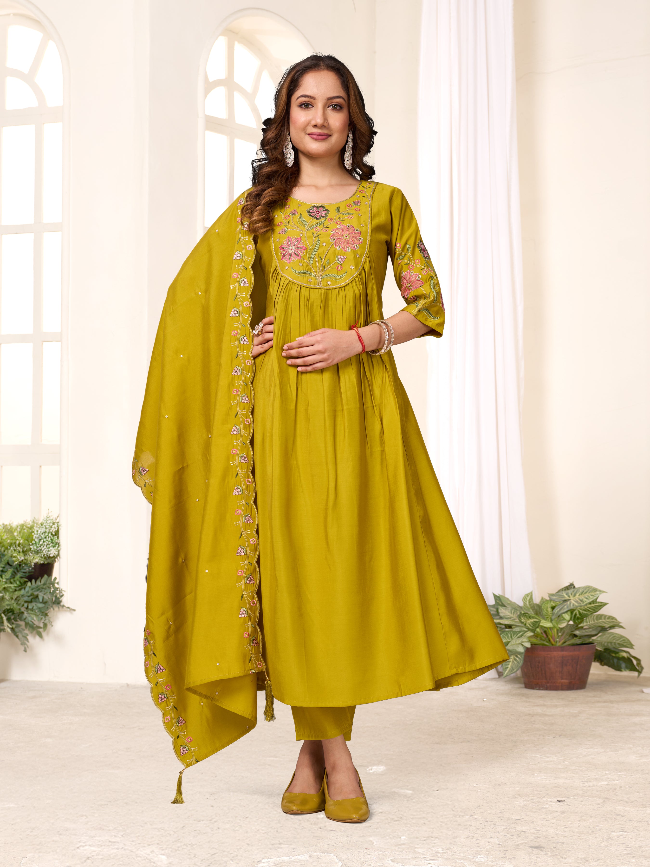 Multi Embroidery Thread With Hand Work kurti