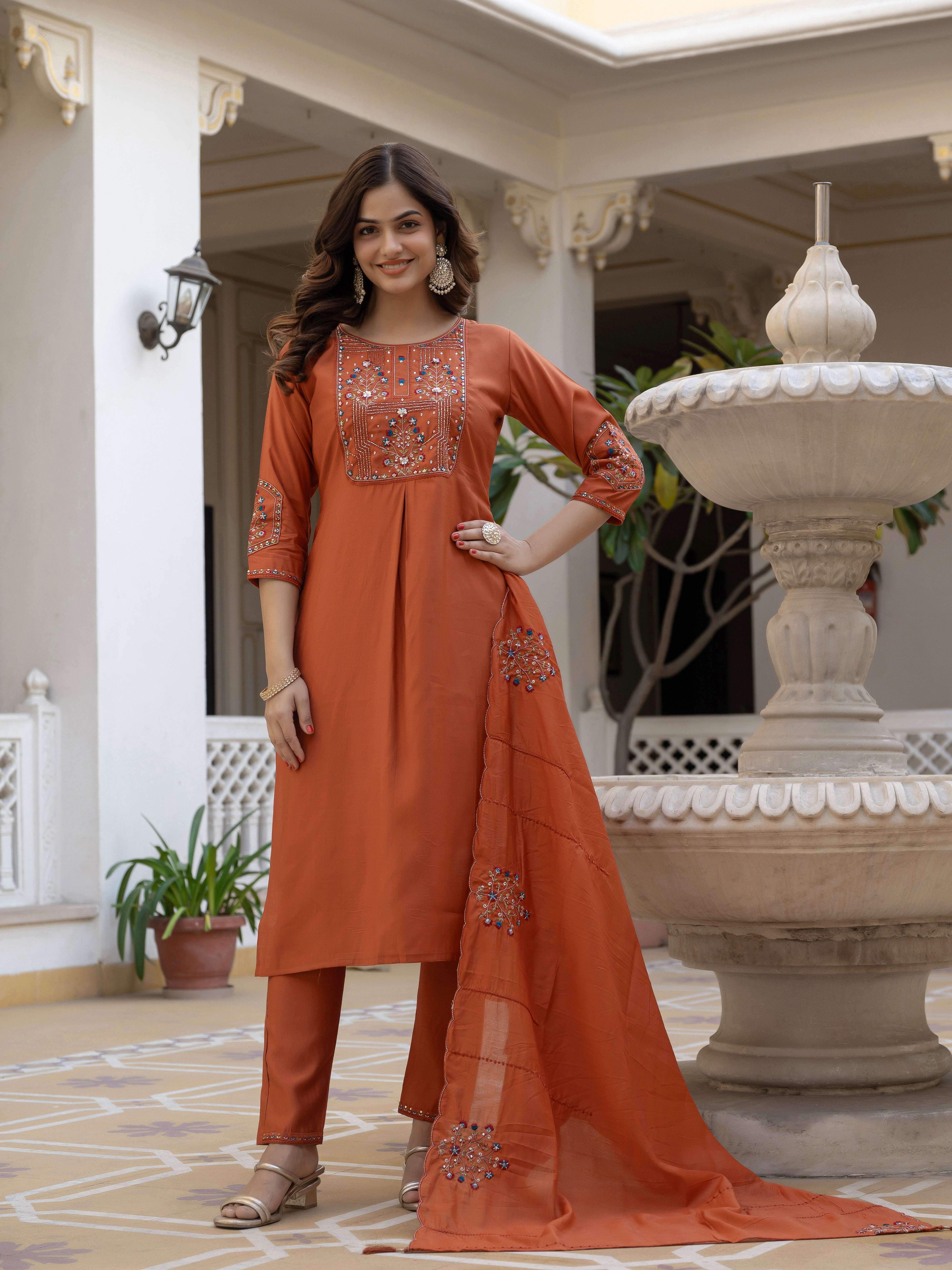 Multi Embroidery Sequins with Hand Work kurti