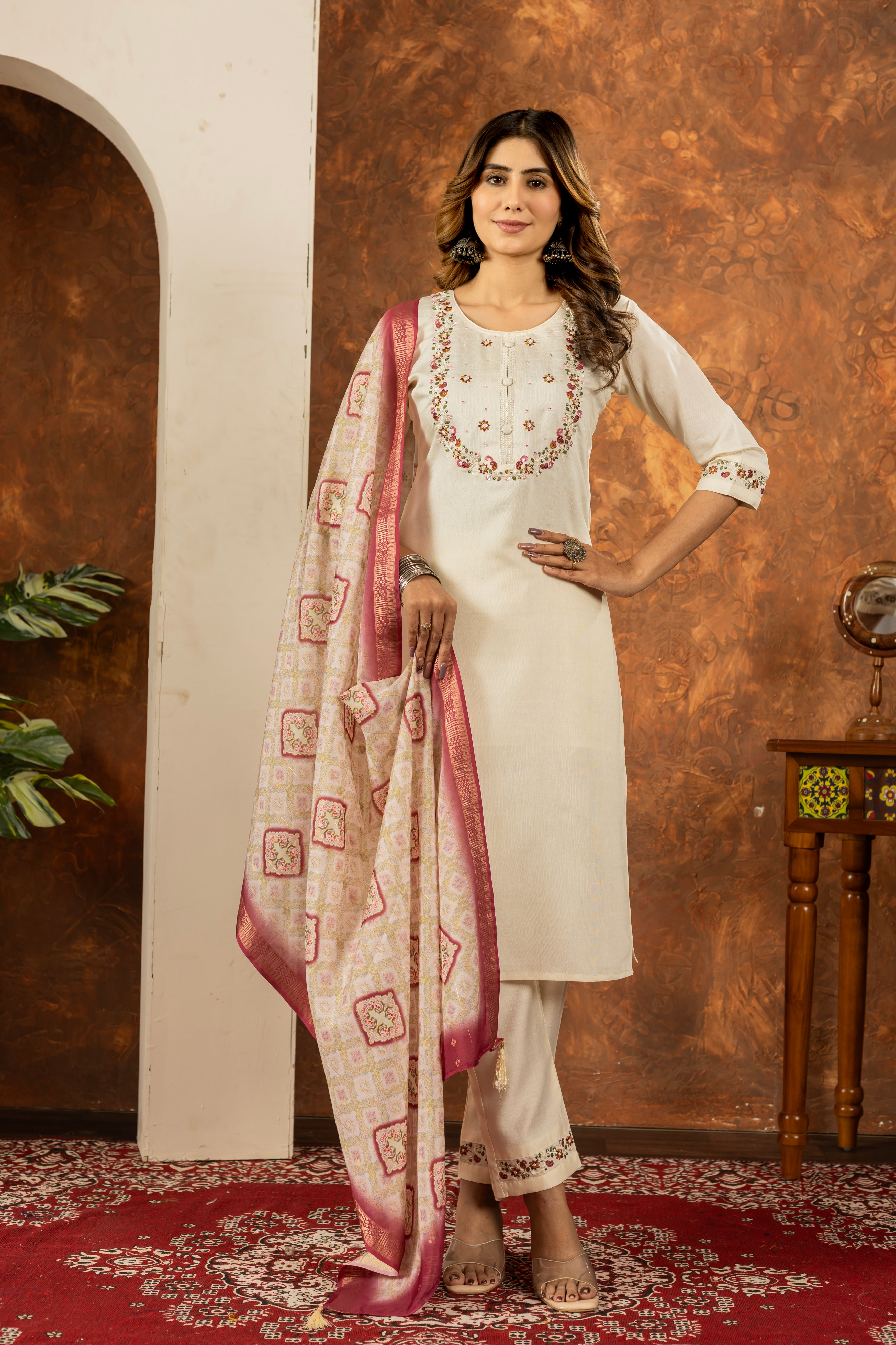 Elegant Straight Kurti Pant Dupatta Set