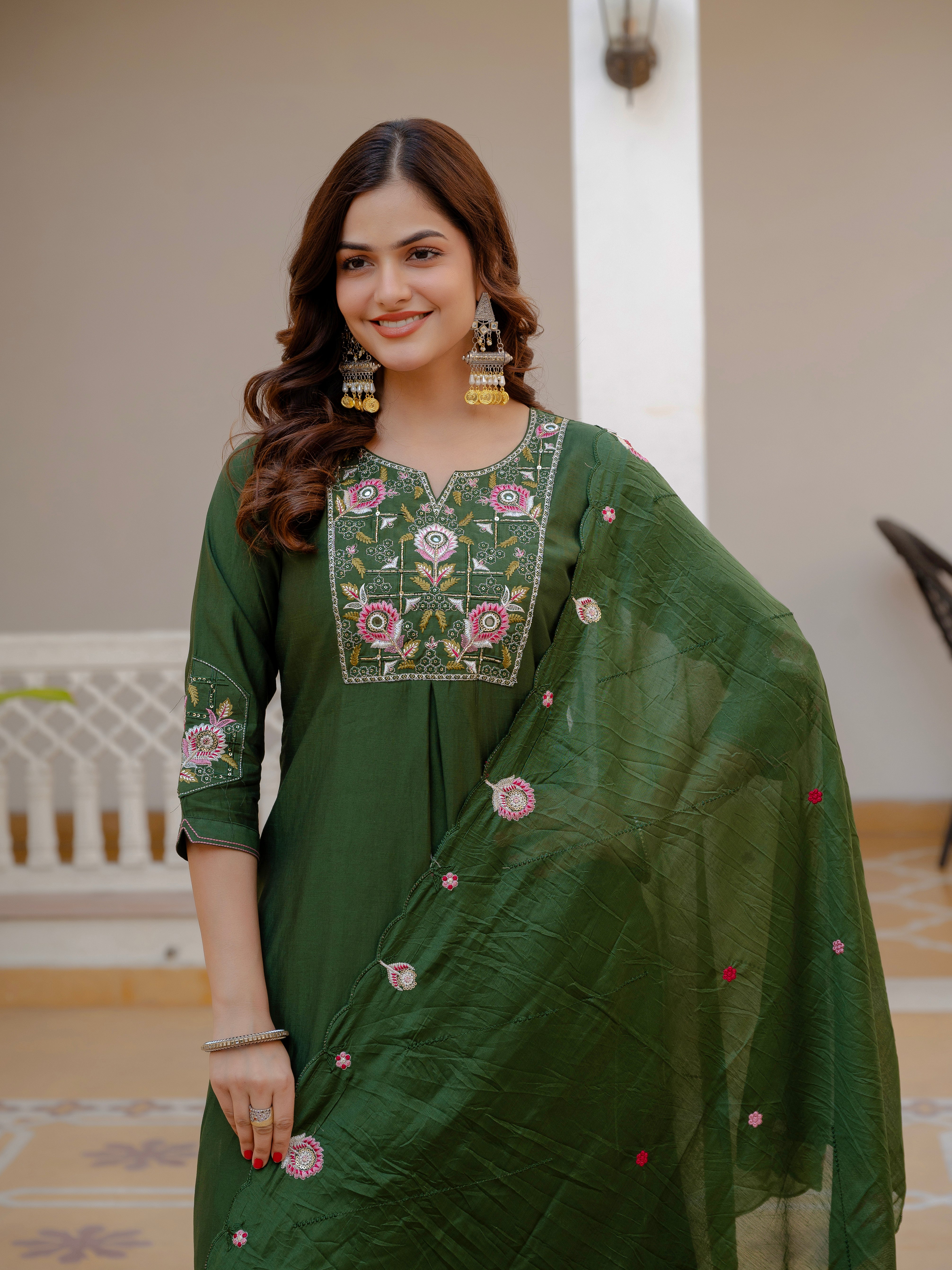 Multi Embroidery Sequins with Hand Work kurti