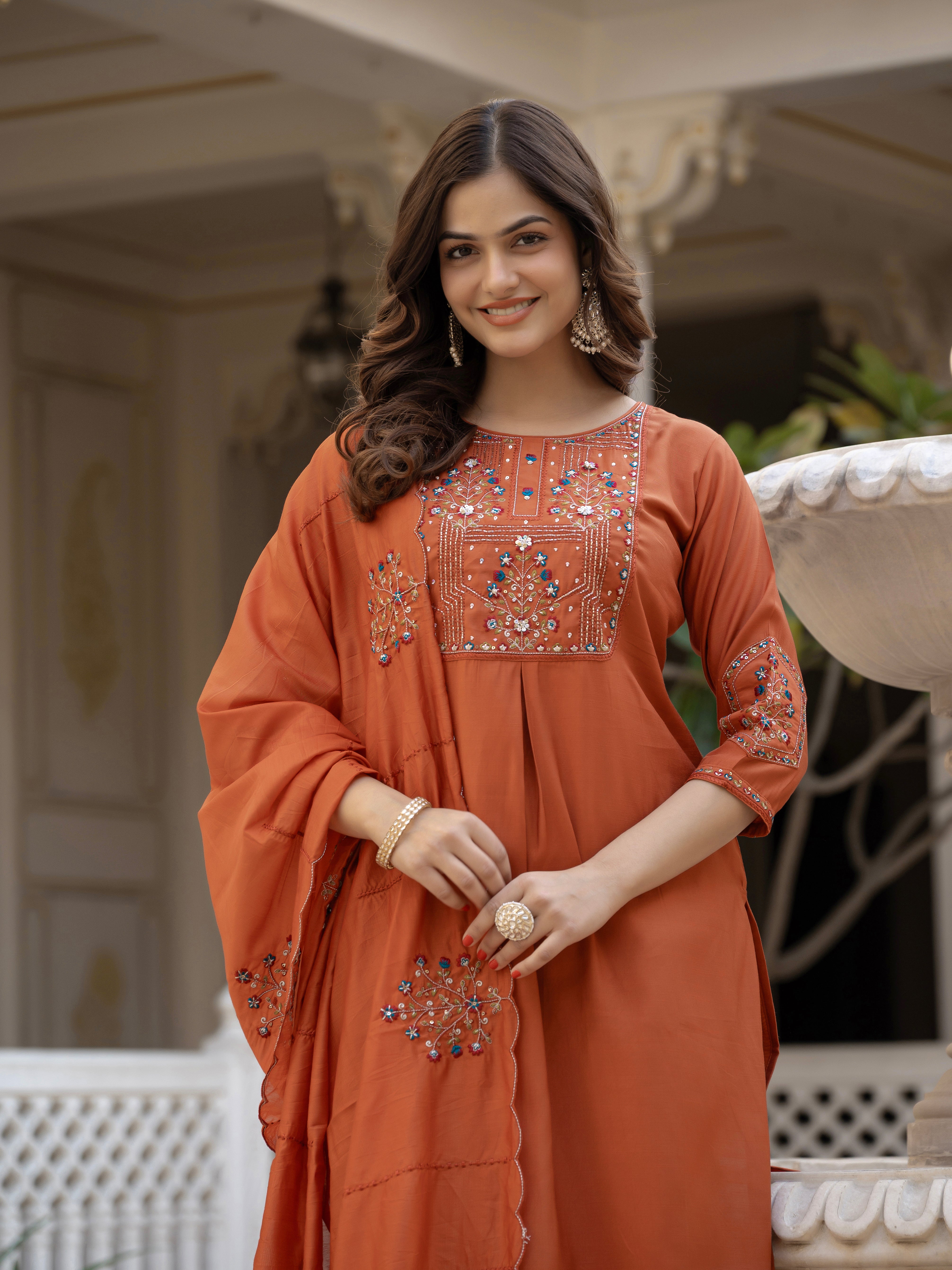 Multi Embroidery Sequins with Hand Work kurti