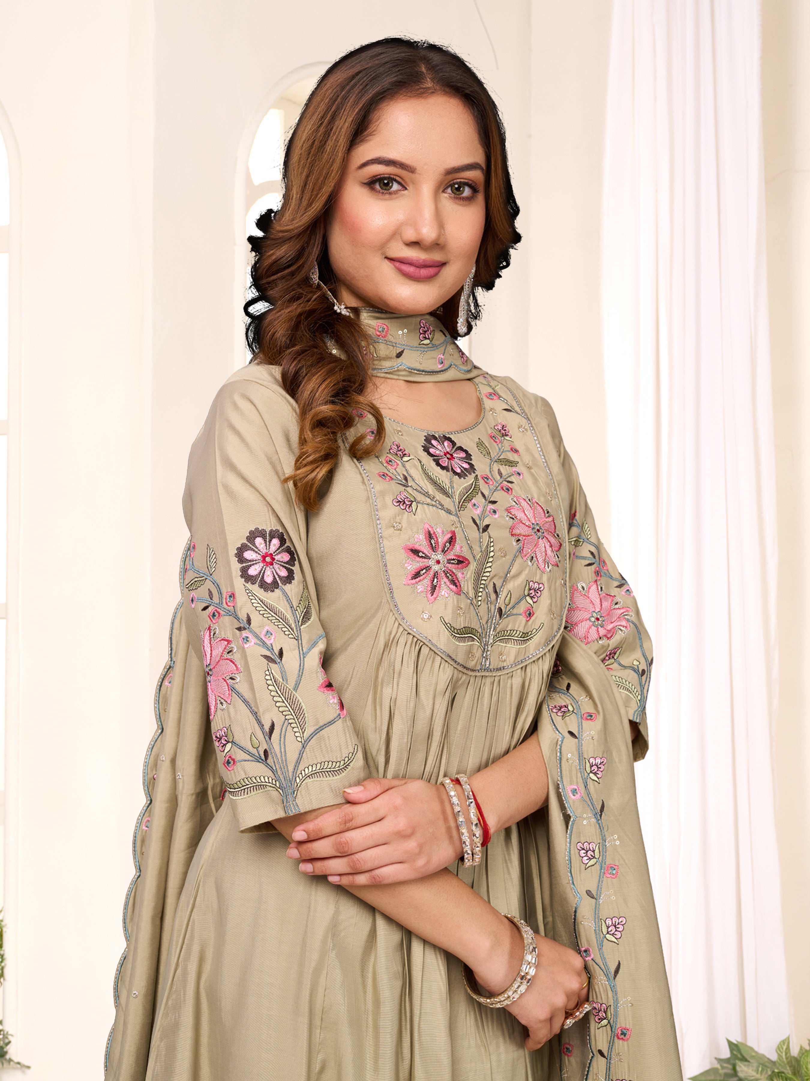 Multi Embroidery Thread With Hand Work kurti