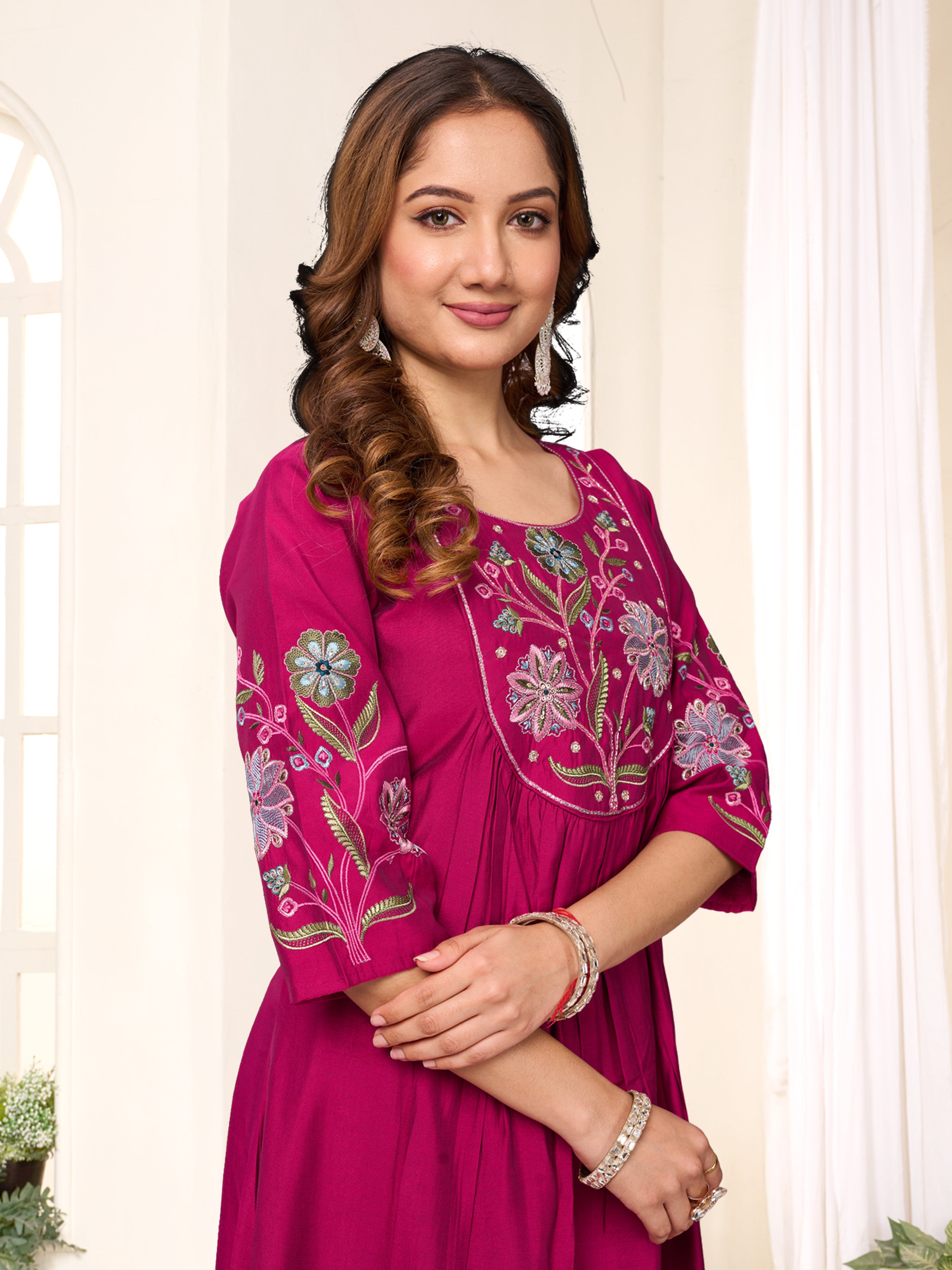 Multi Embroidery Thread With Hand Work kurti