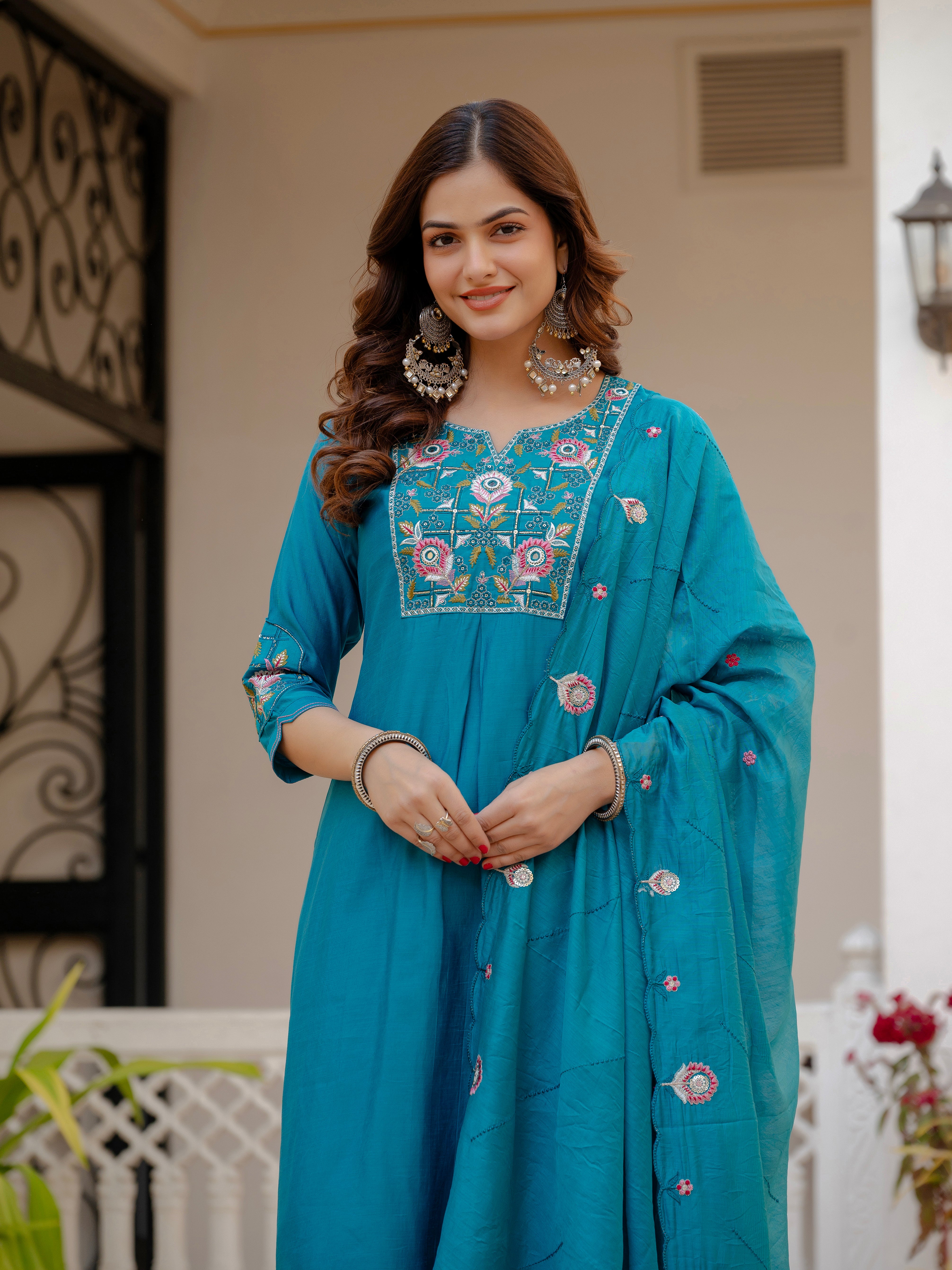 Multi Embroidery Sequins with Hand Work kurti