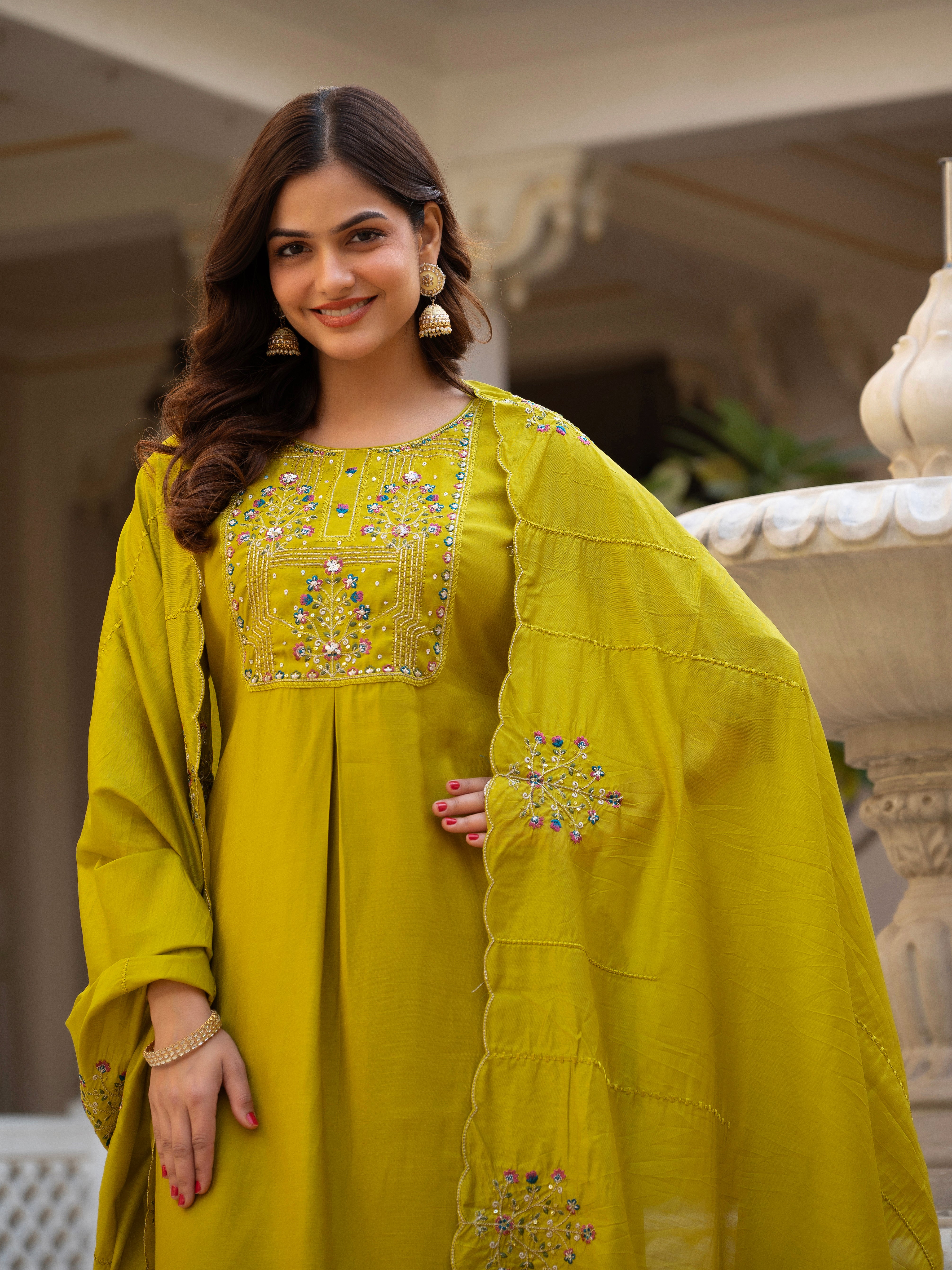 Multi Embroidery Sequins with Hand Work kurti