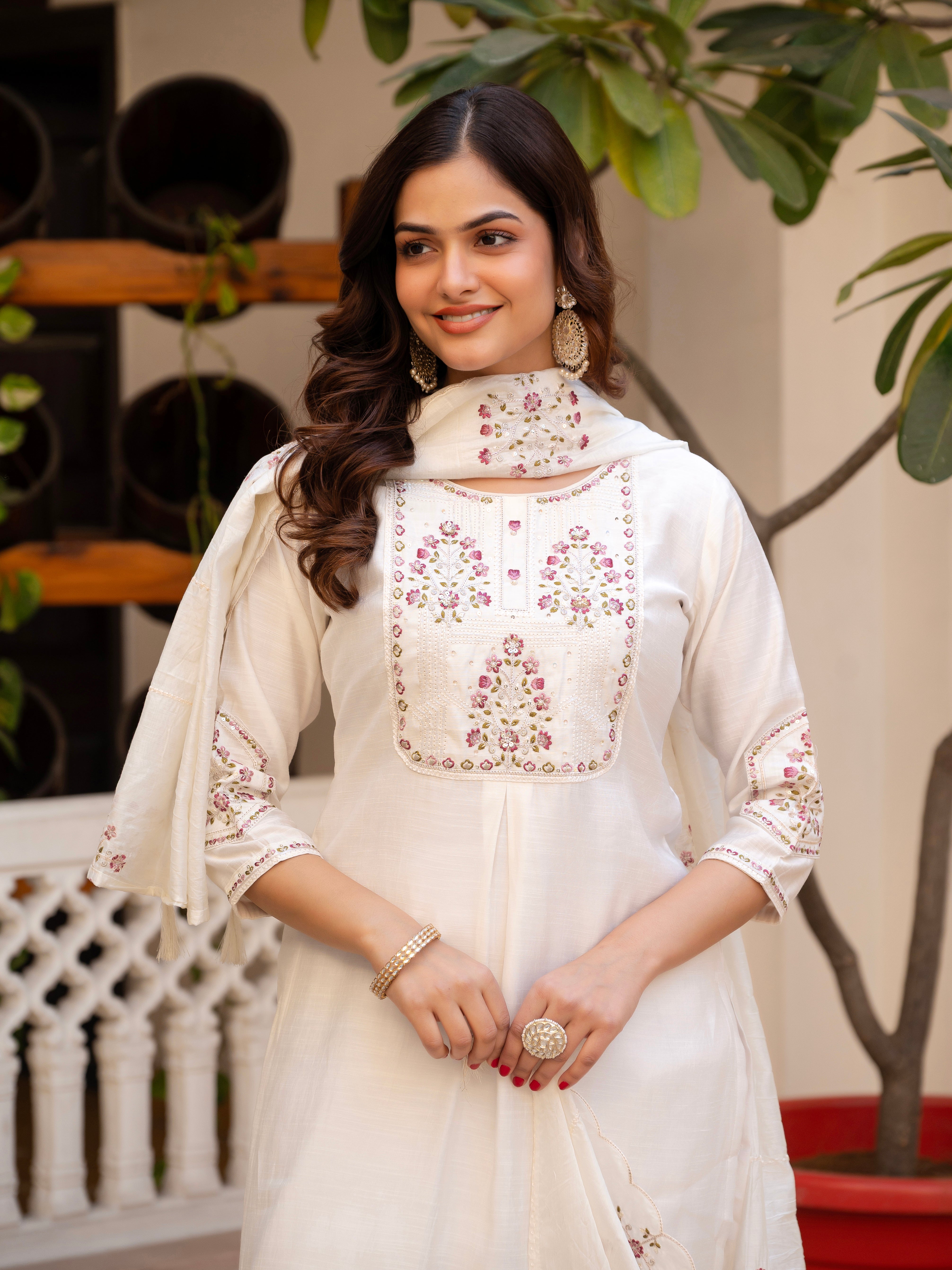 Multi Embroidery Sequins with Hand Work kurti