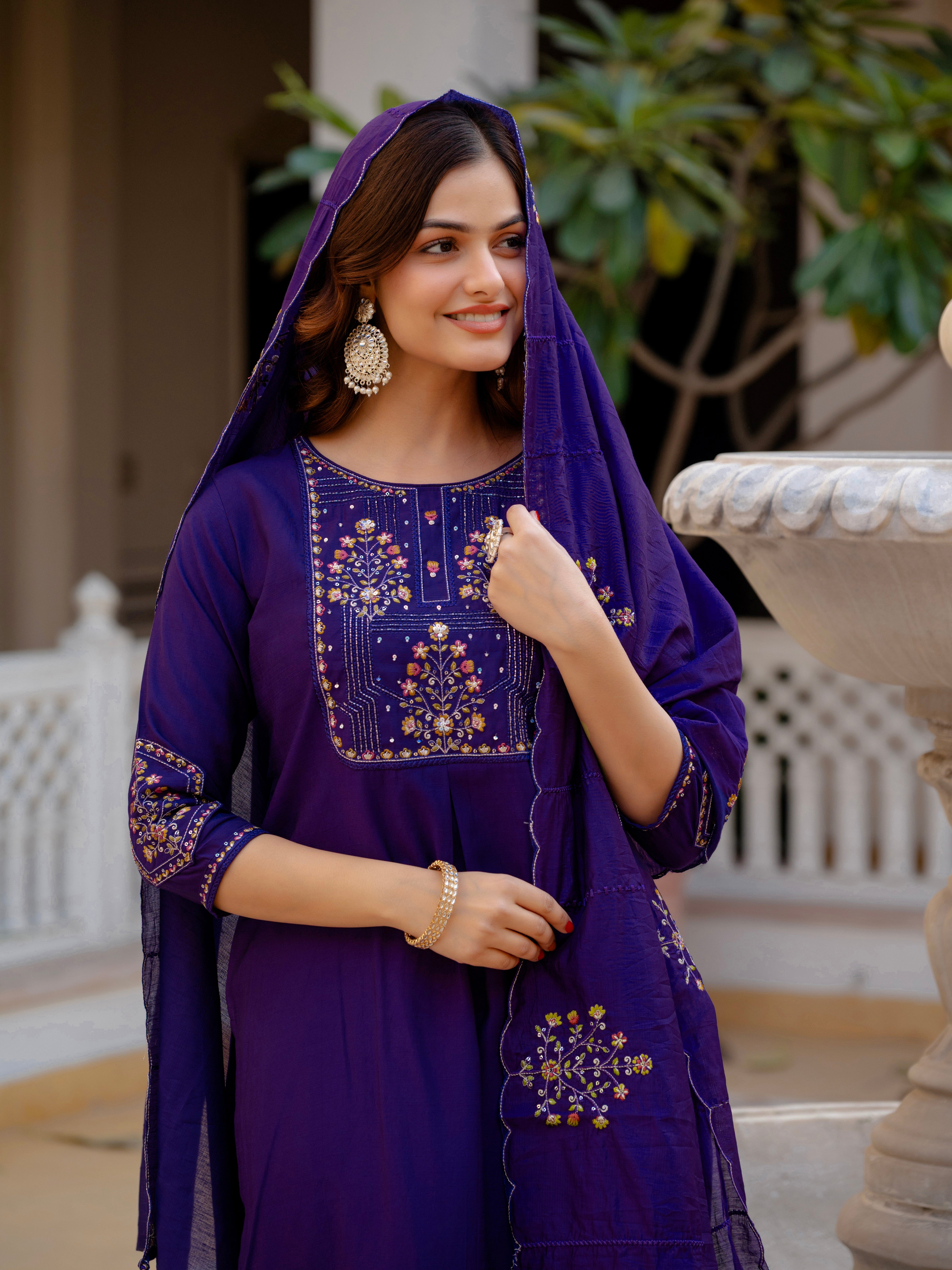 Multi Embroidery Sequins with Hand Work kurti