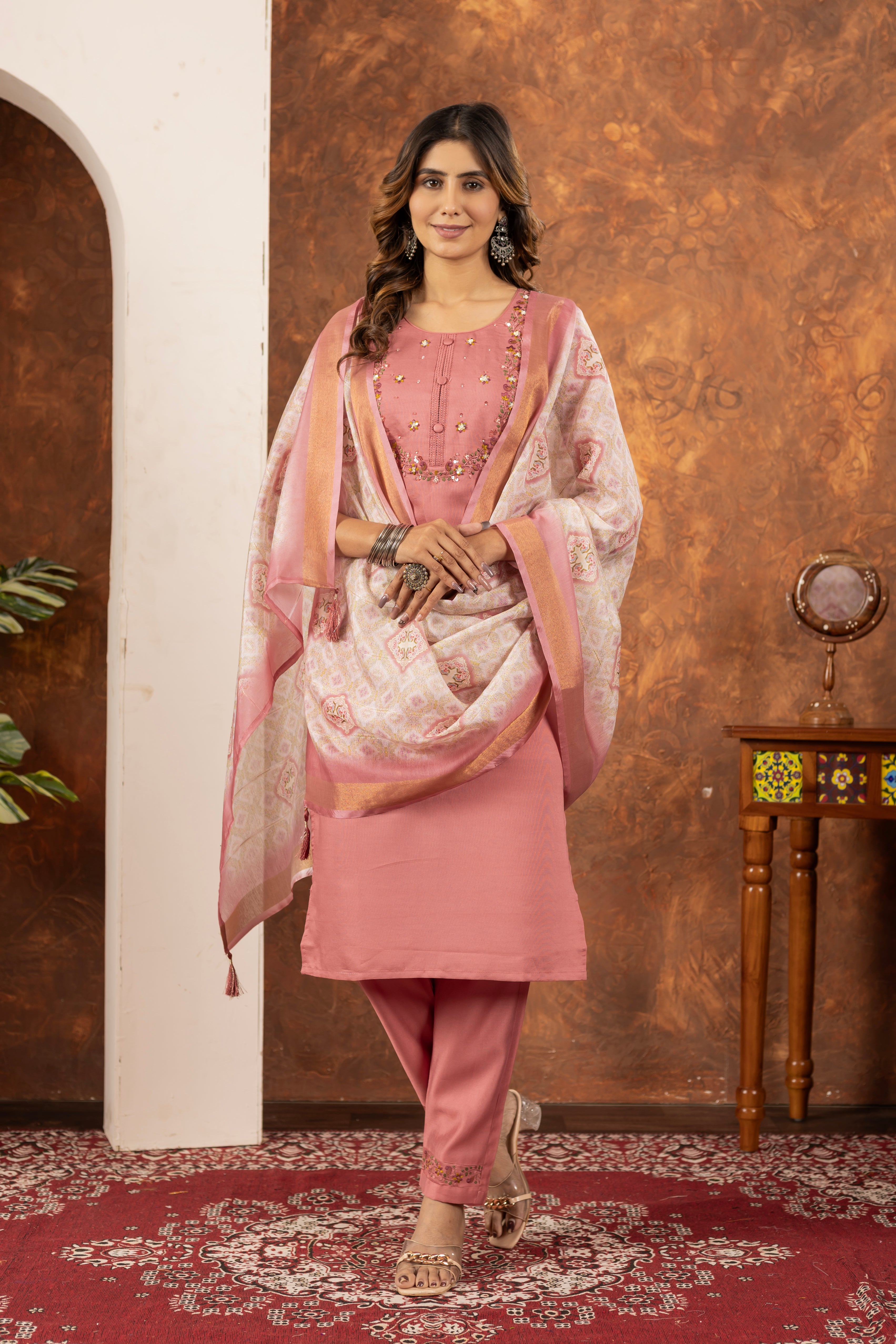 Elegant Straight Kurti Pant Dupatta Set