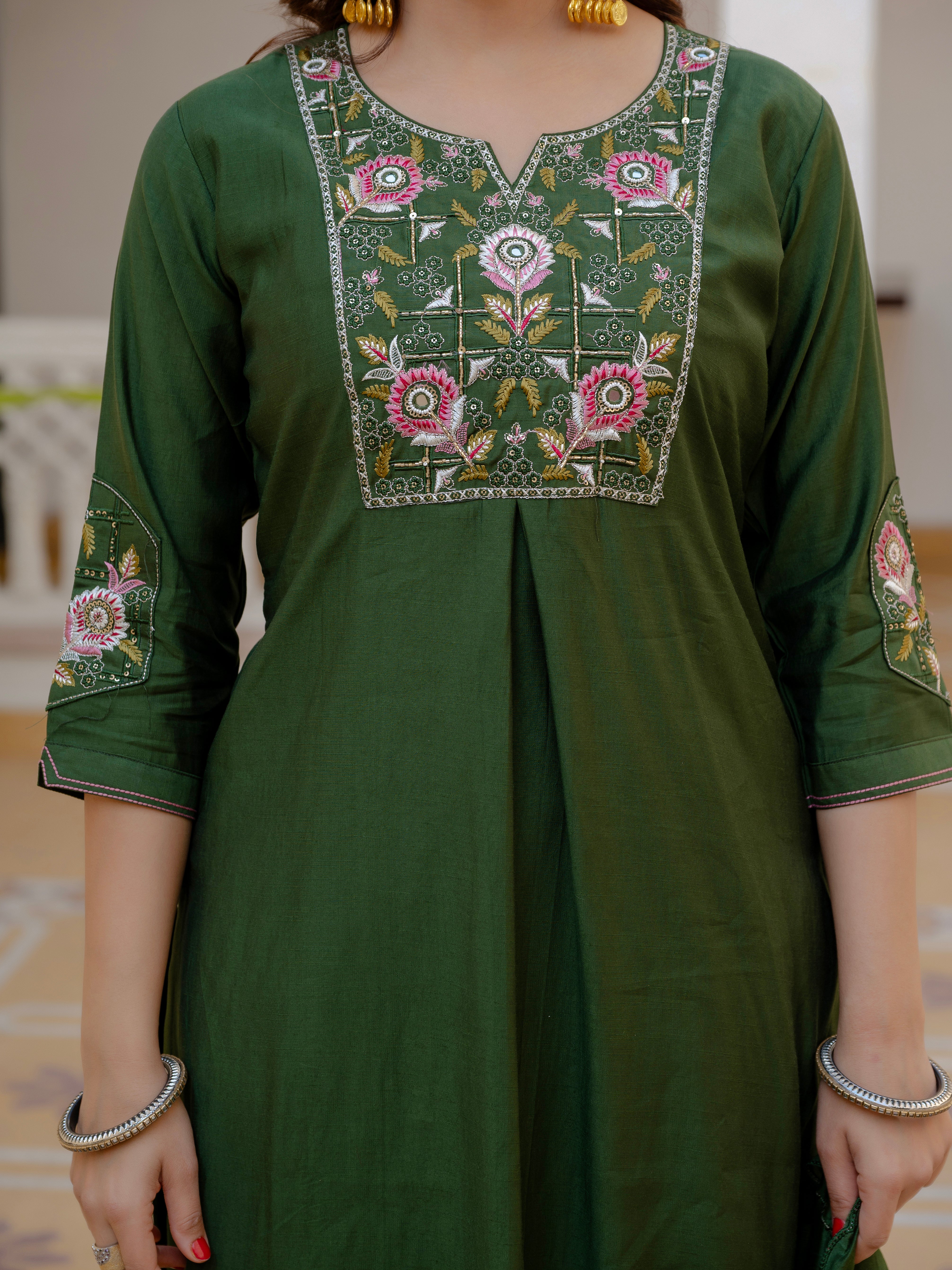 Multi Embroidery Sequins with Hand Work kurti