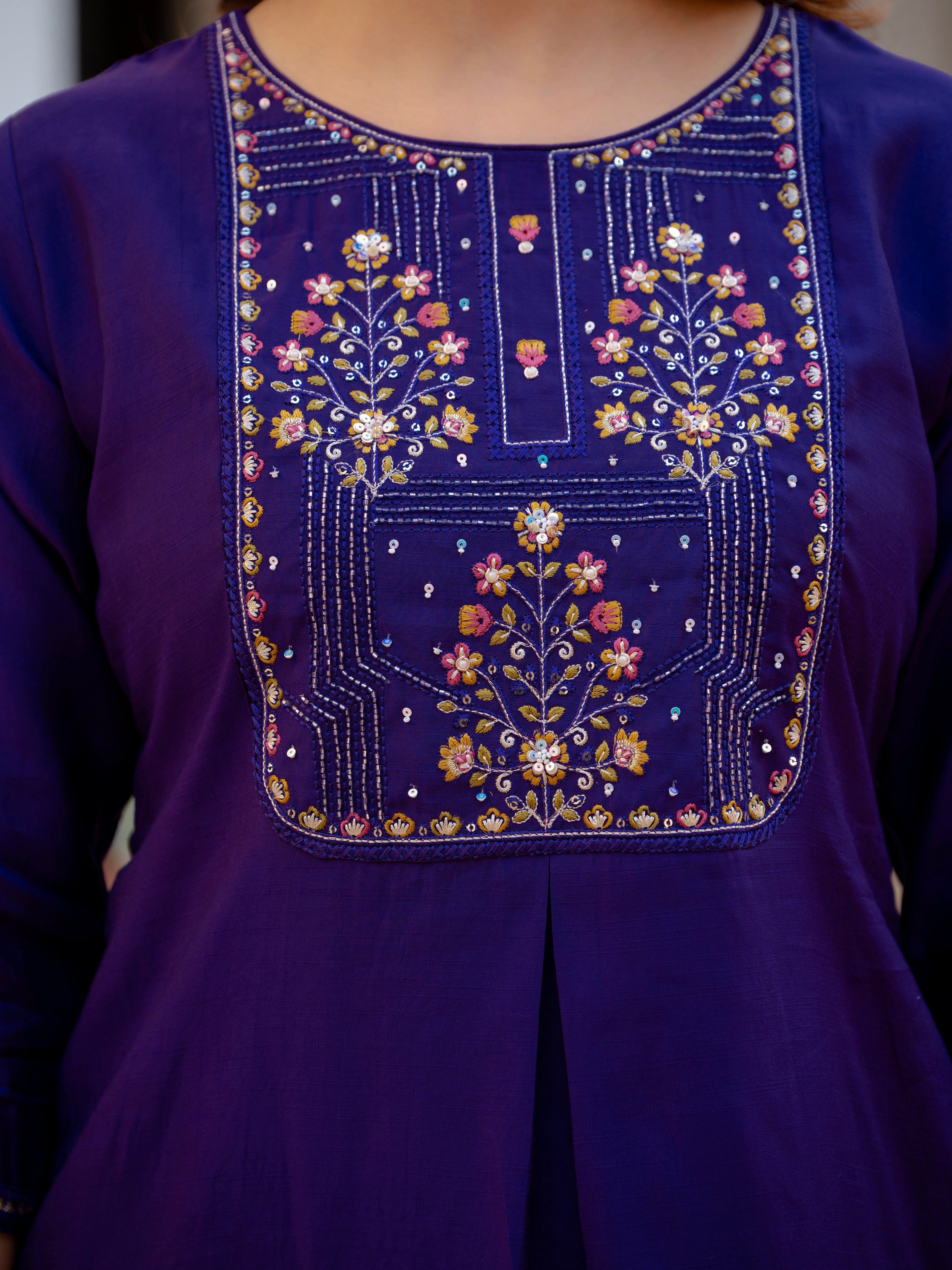 Multi Embroidery Sequins with Hand Work kurti
