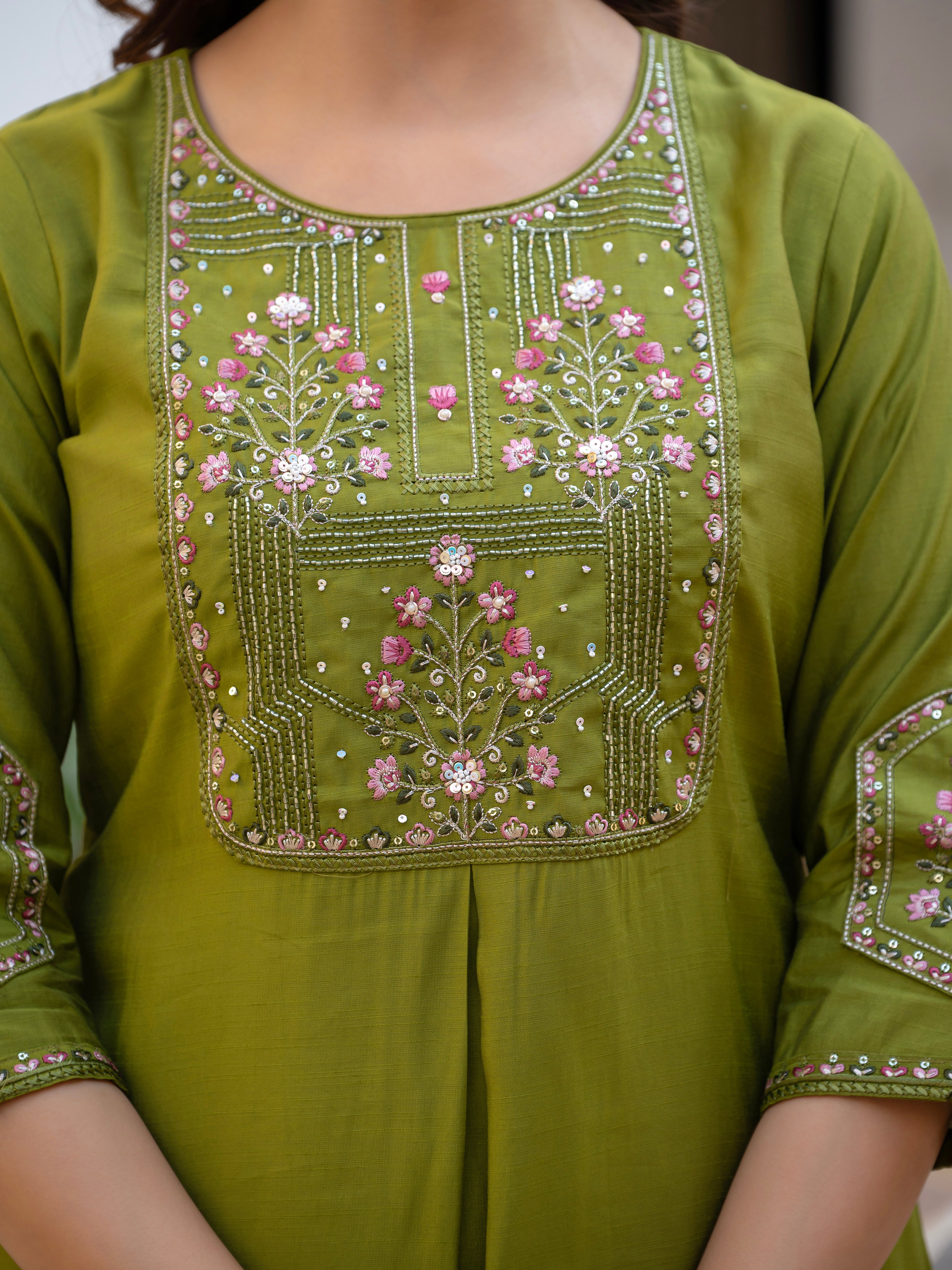 Name: Multi Embroidery Sequins with Hand Work kurti