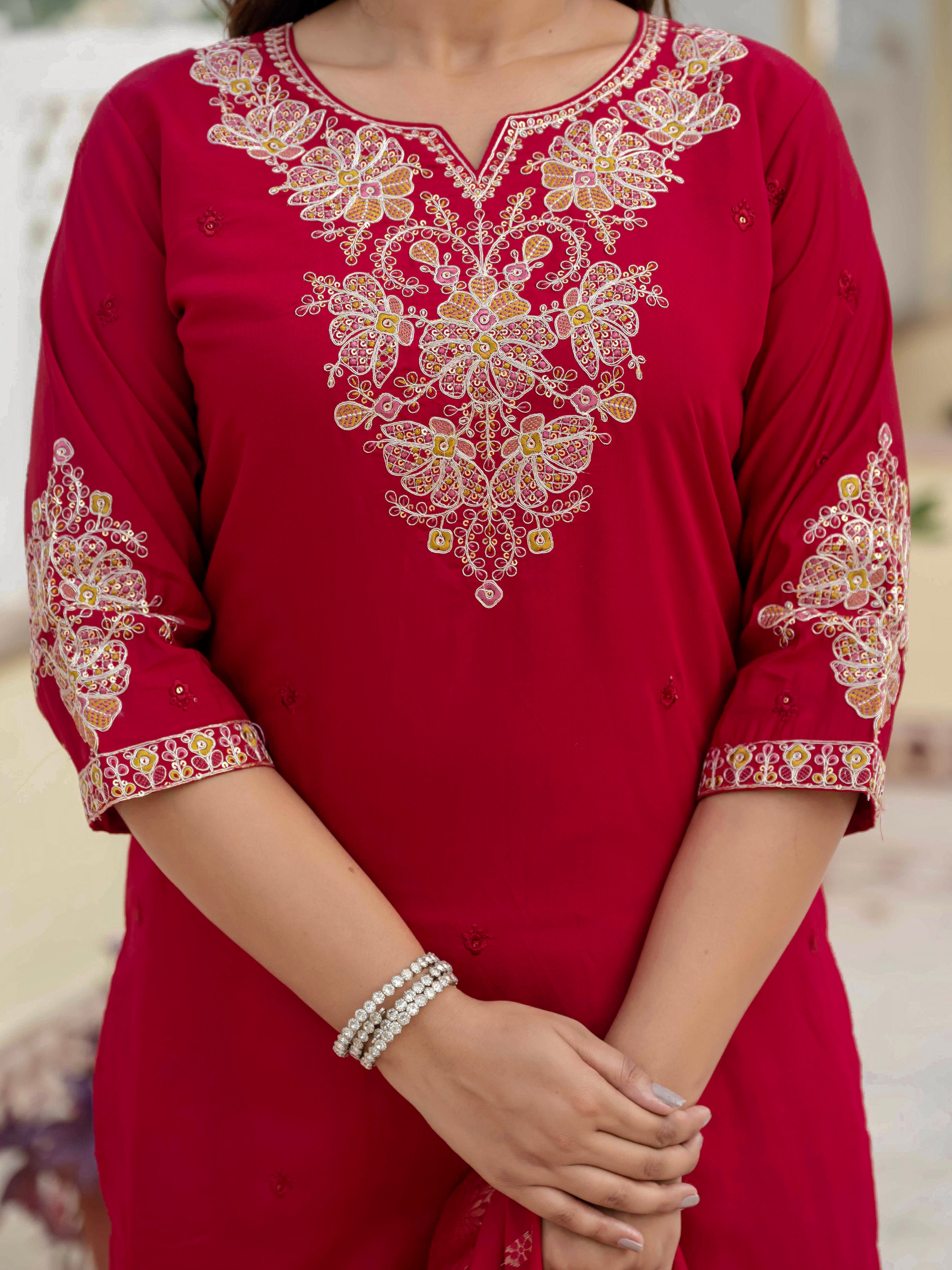 Embroidery With Sequins Work kurti