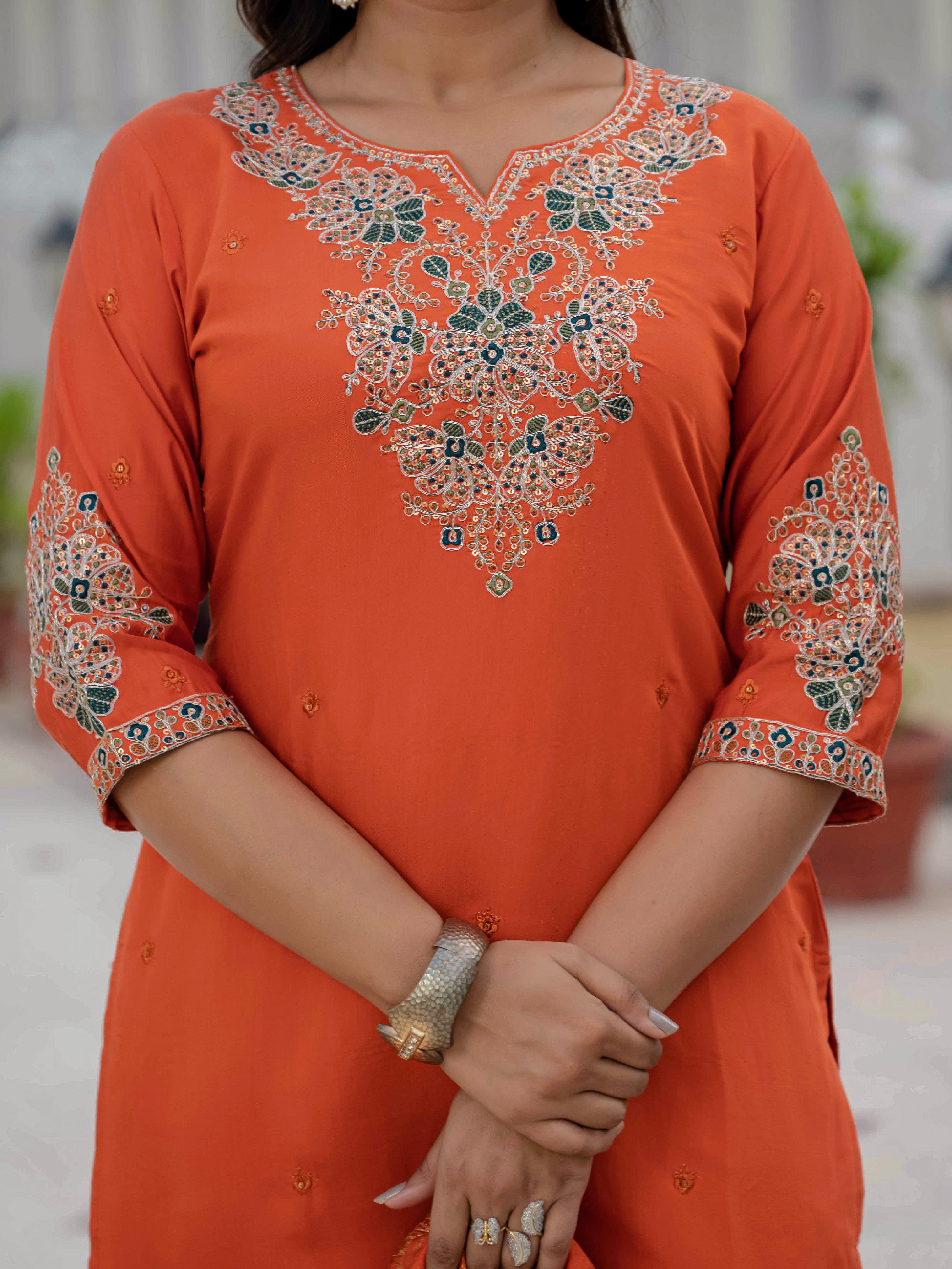 Embroidery With Sequins Work kurti