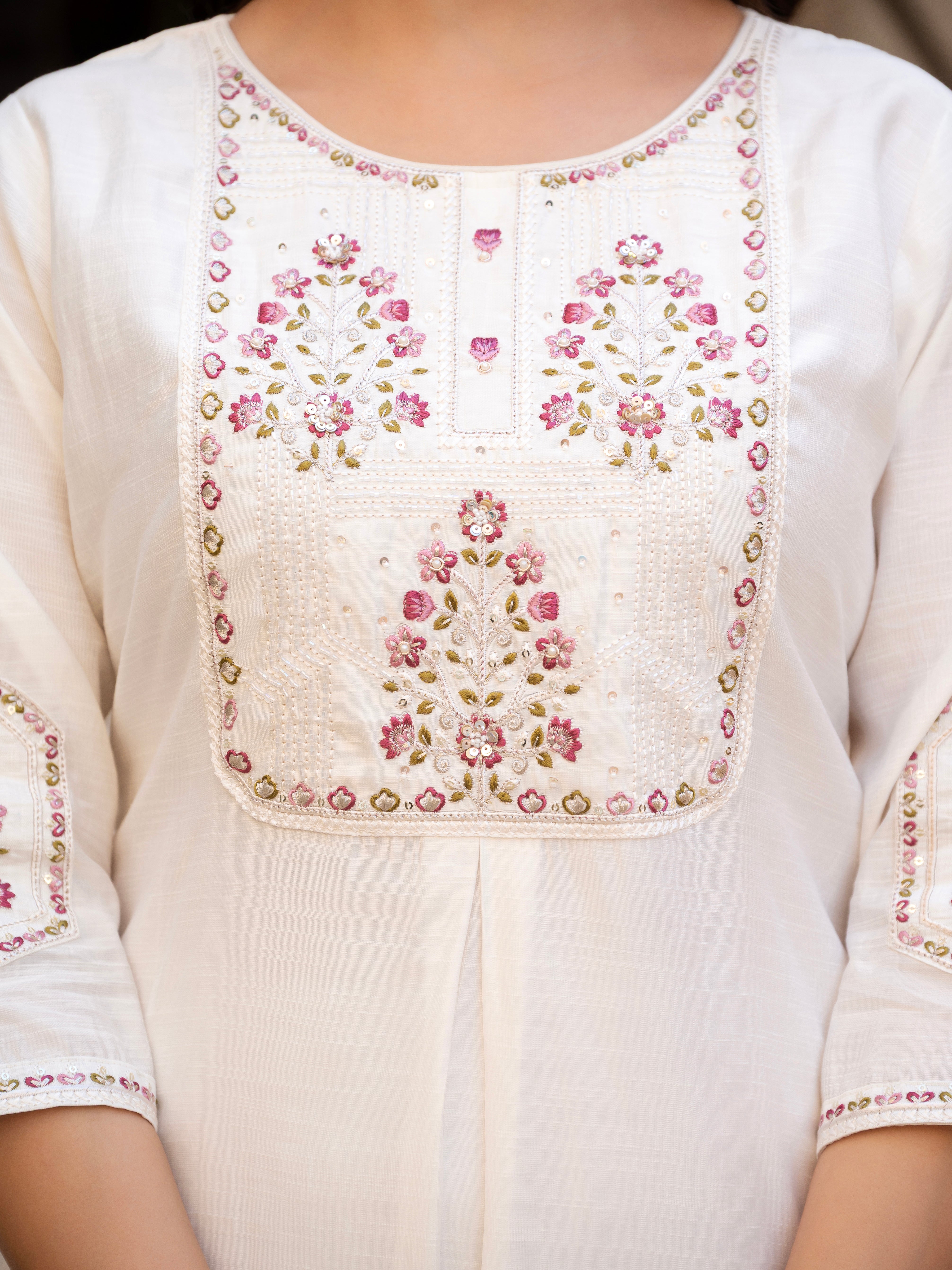 Multi Embroidery Sequins with Hand Work kurti