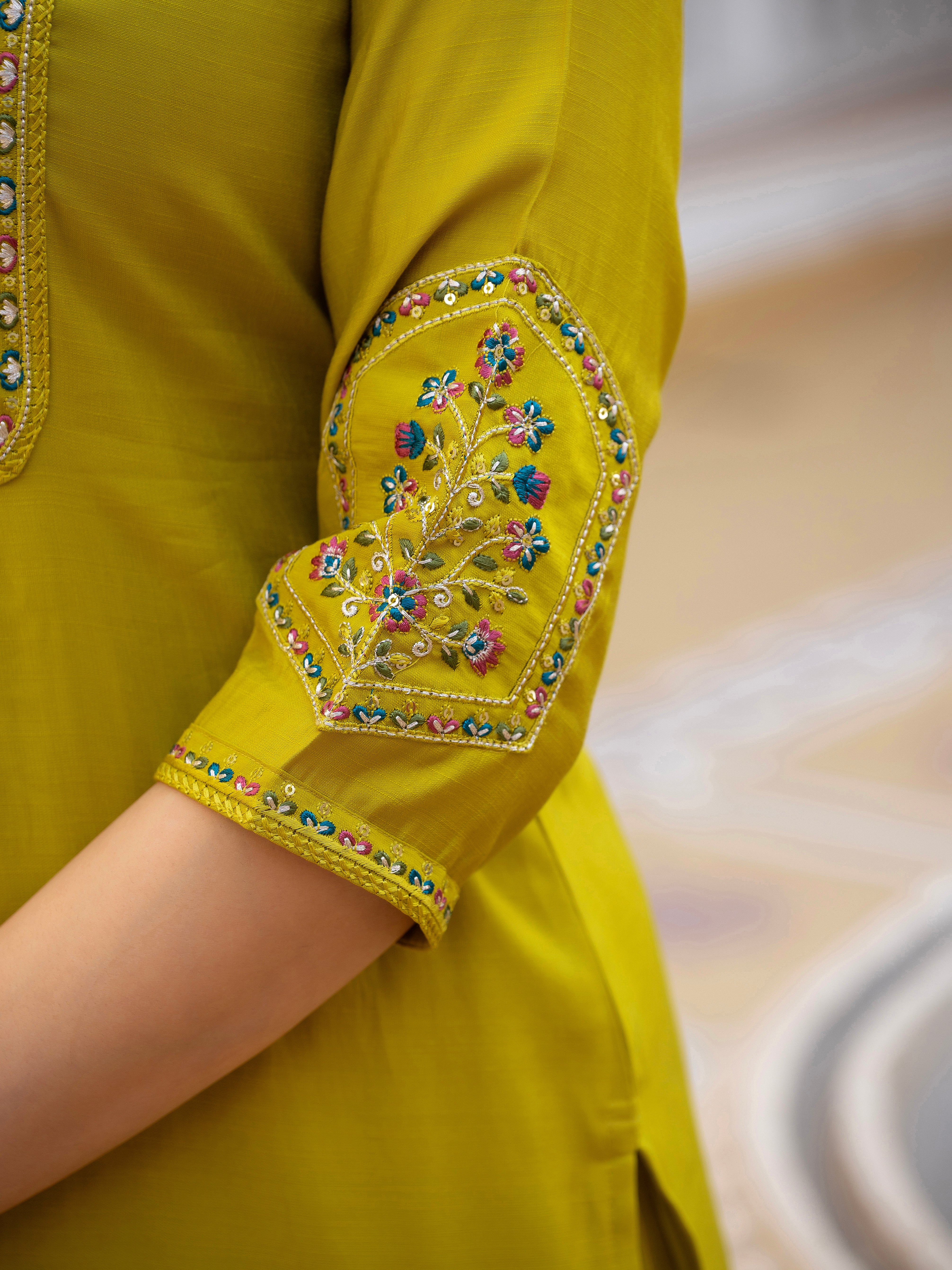 Multi Embroidery Sequins with Hand Work kurti