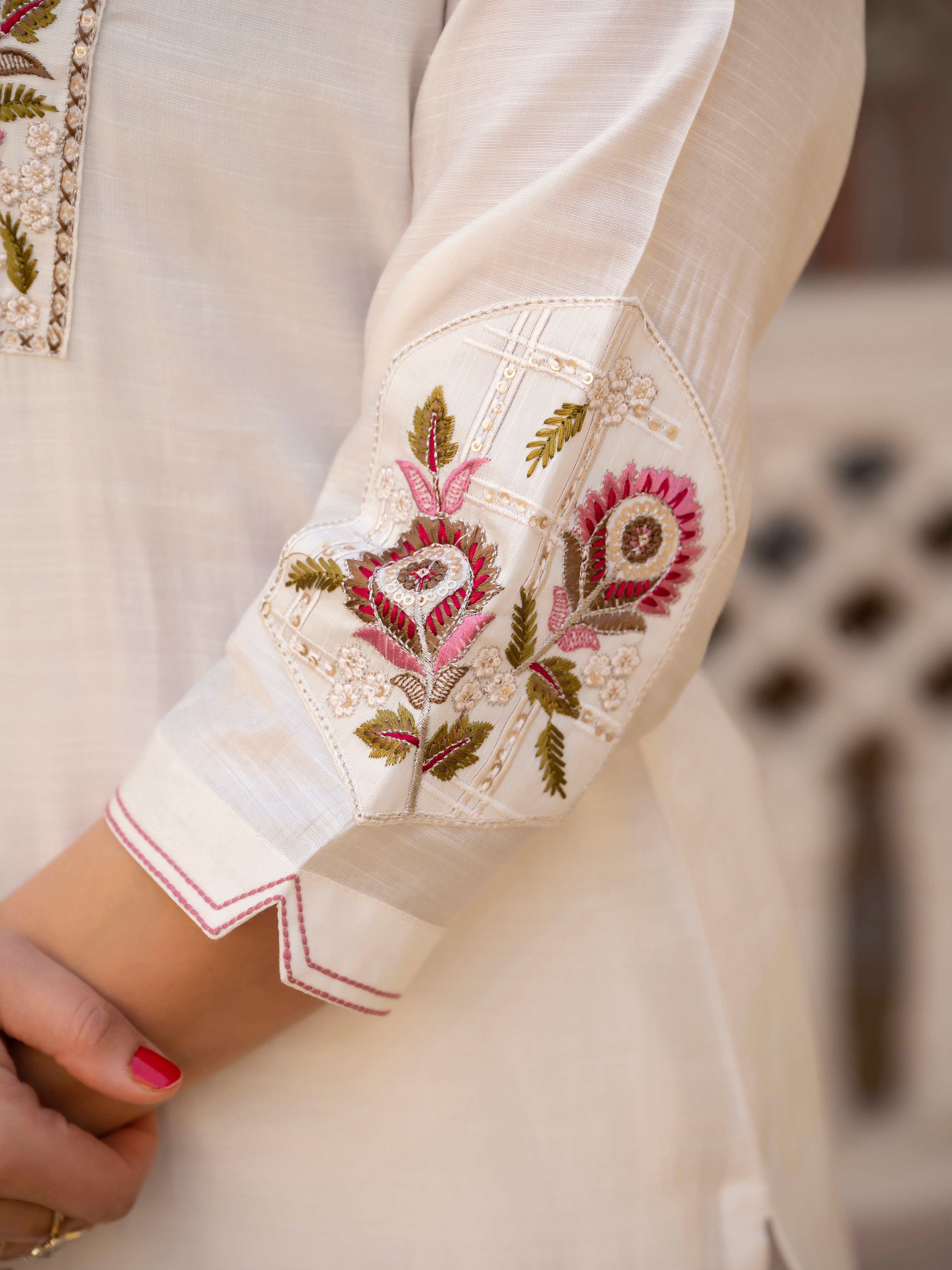 Multi Embroidery Sequins with Hand Work kurti