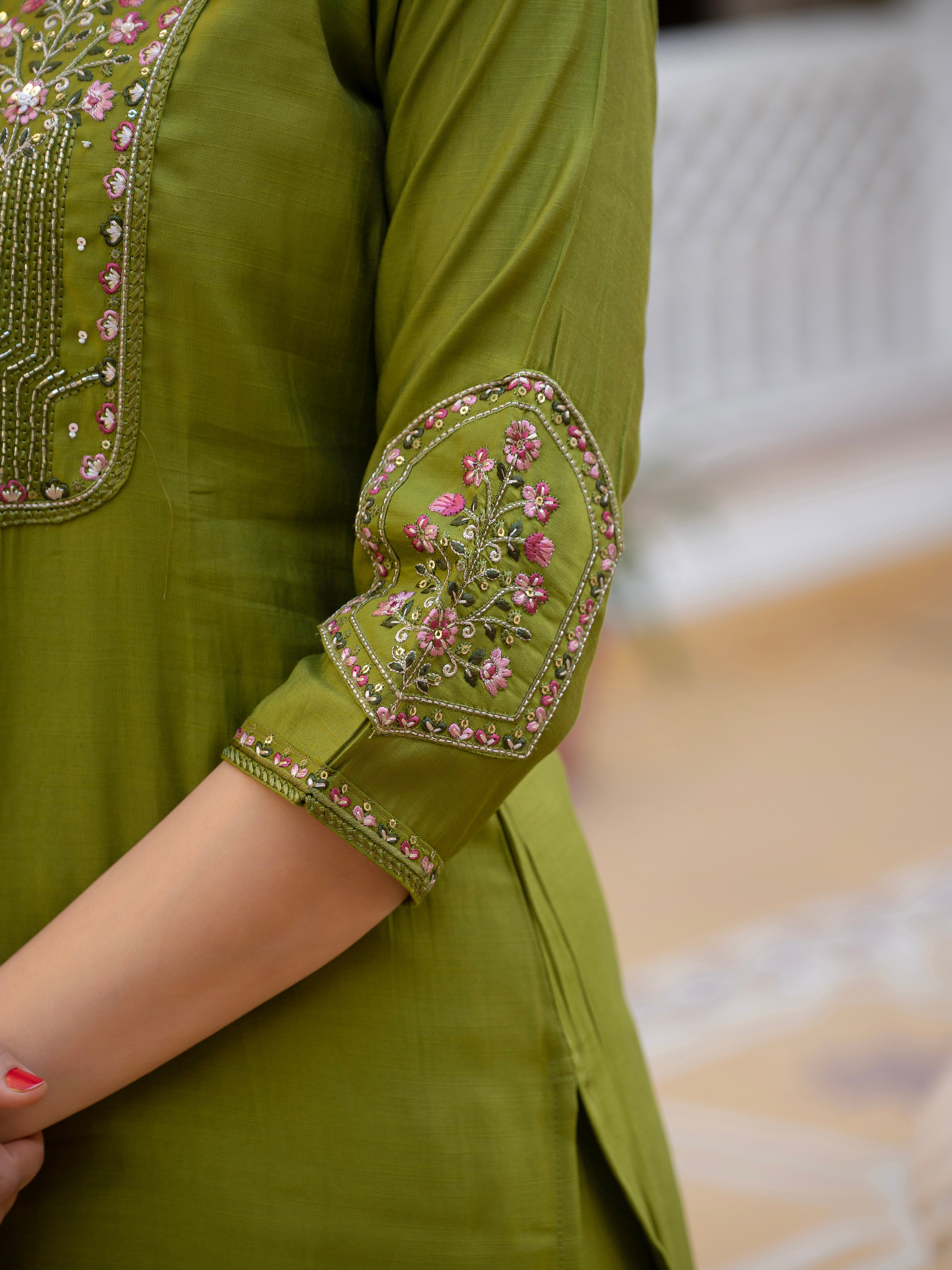 Name: Multi Embroidery Sequins with Hand Work kurti