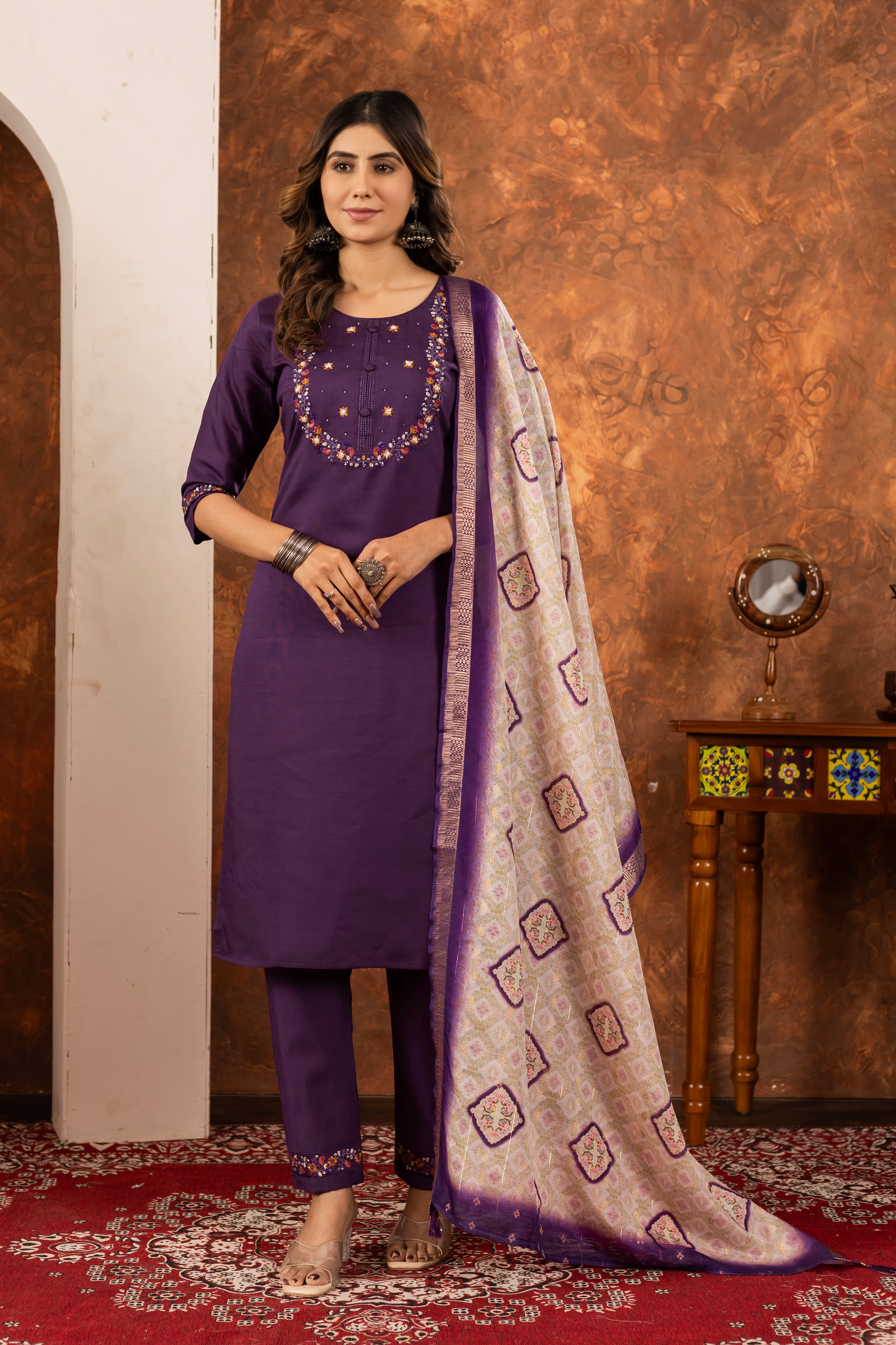 Elegant Straight Kurti Pant Dupatta Set