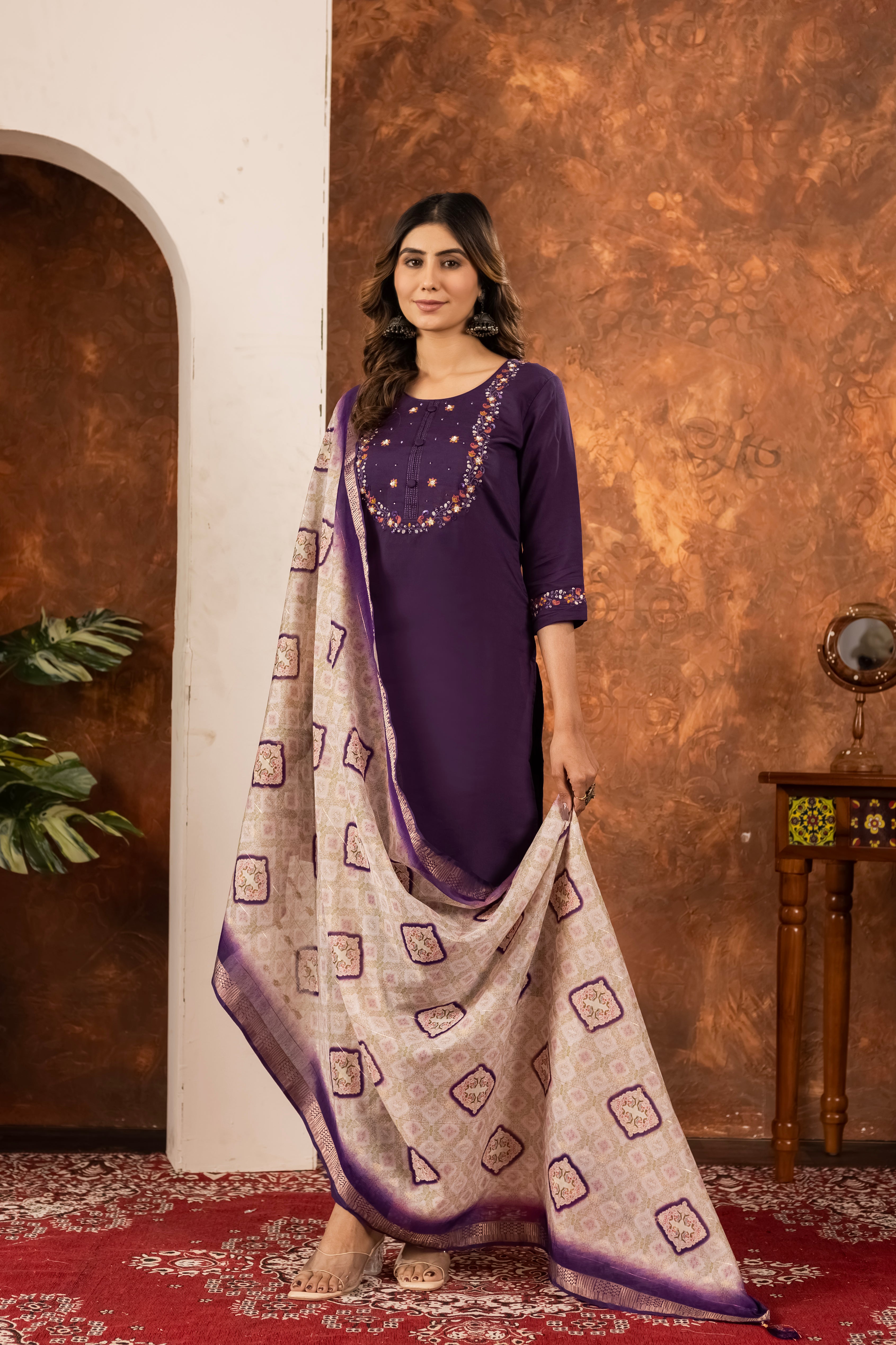 Elegant Straight Kurti Pant Dupatta Set