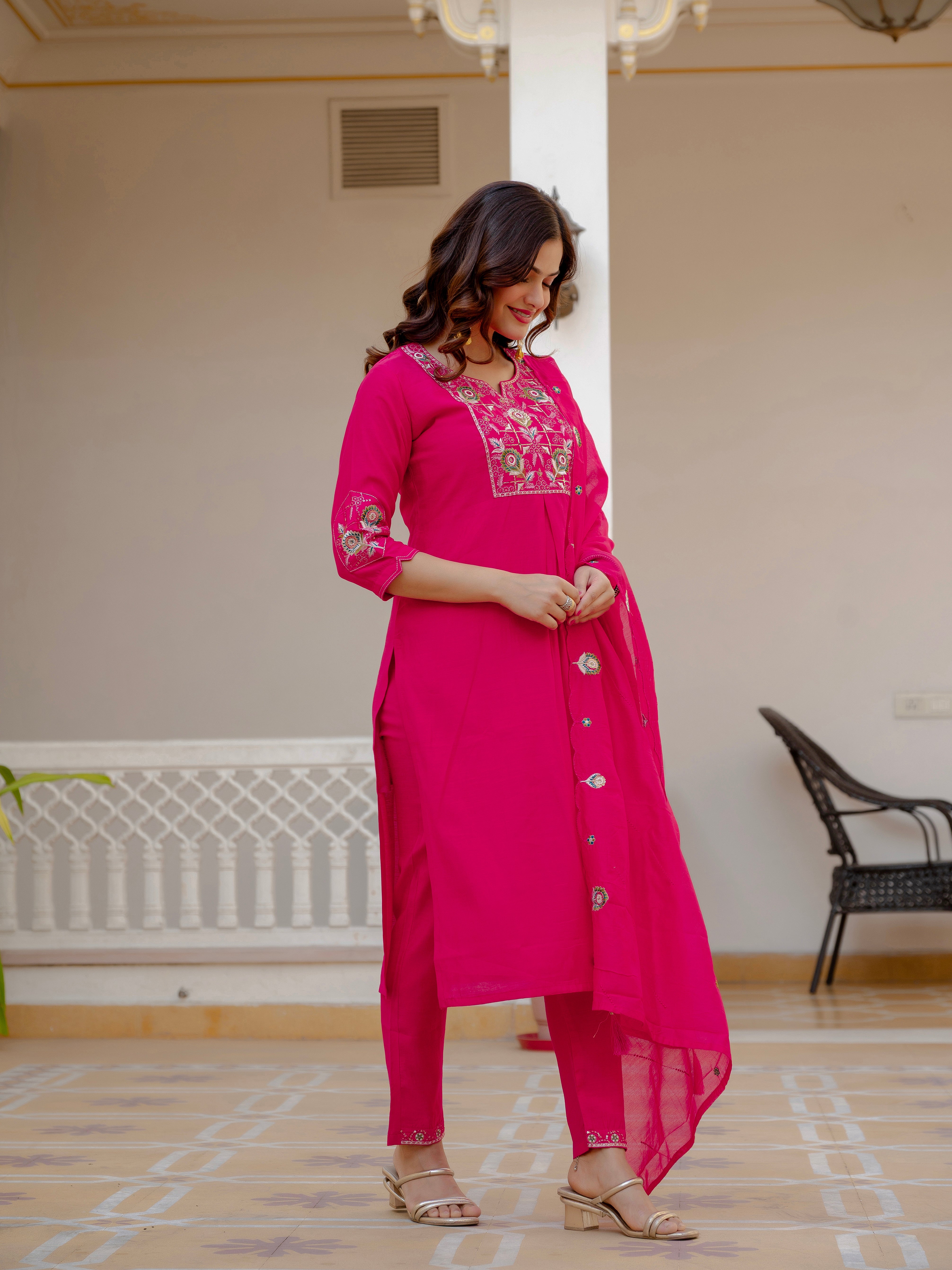 Multi Embroidery Sequins with Hand Work kurti