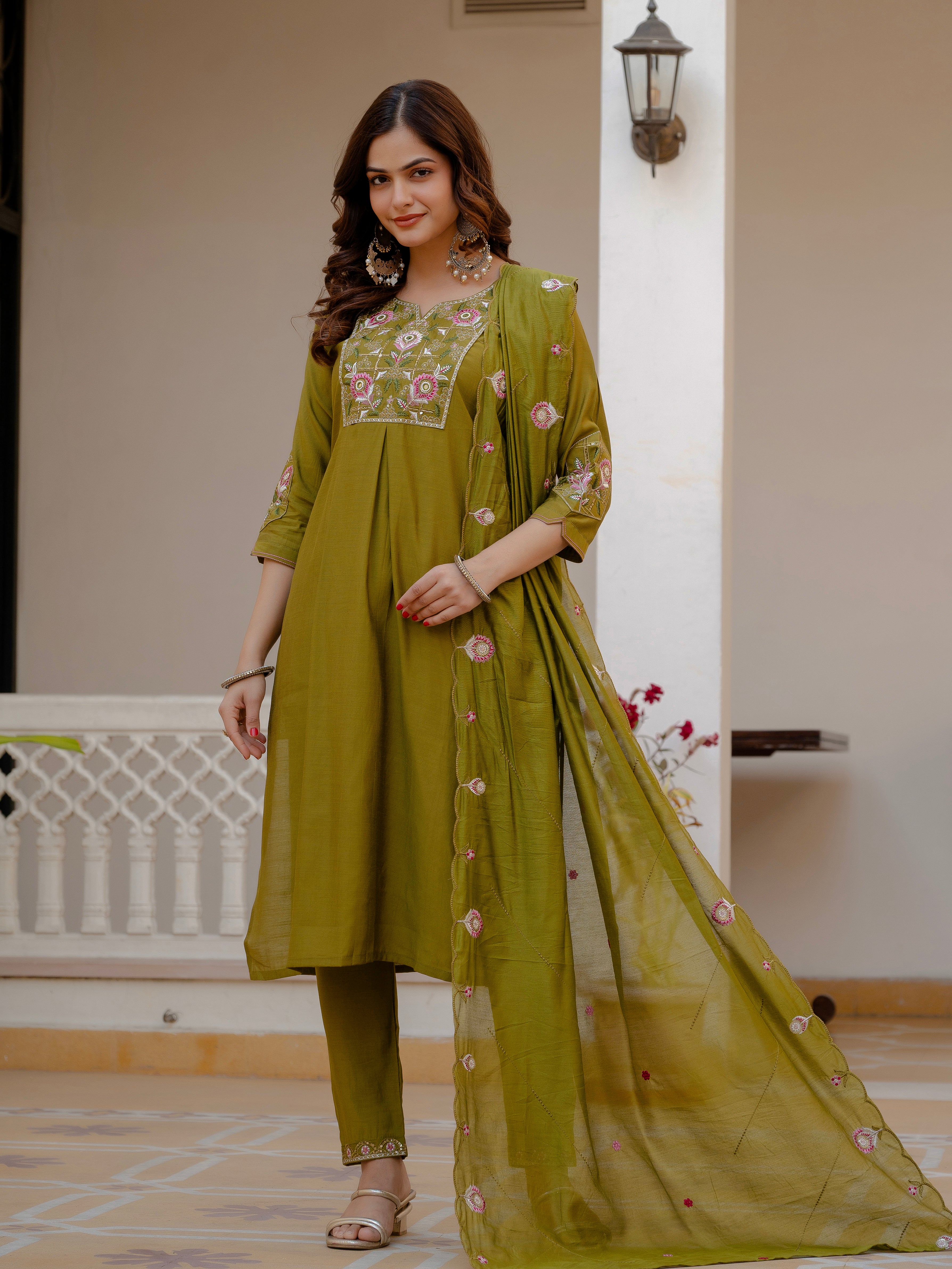 Multi Embroidery Sequins with Hand Work kurti
