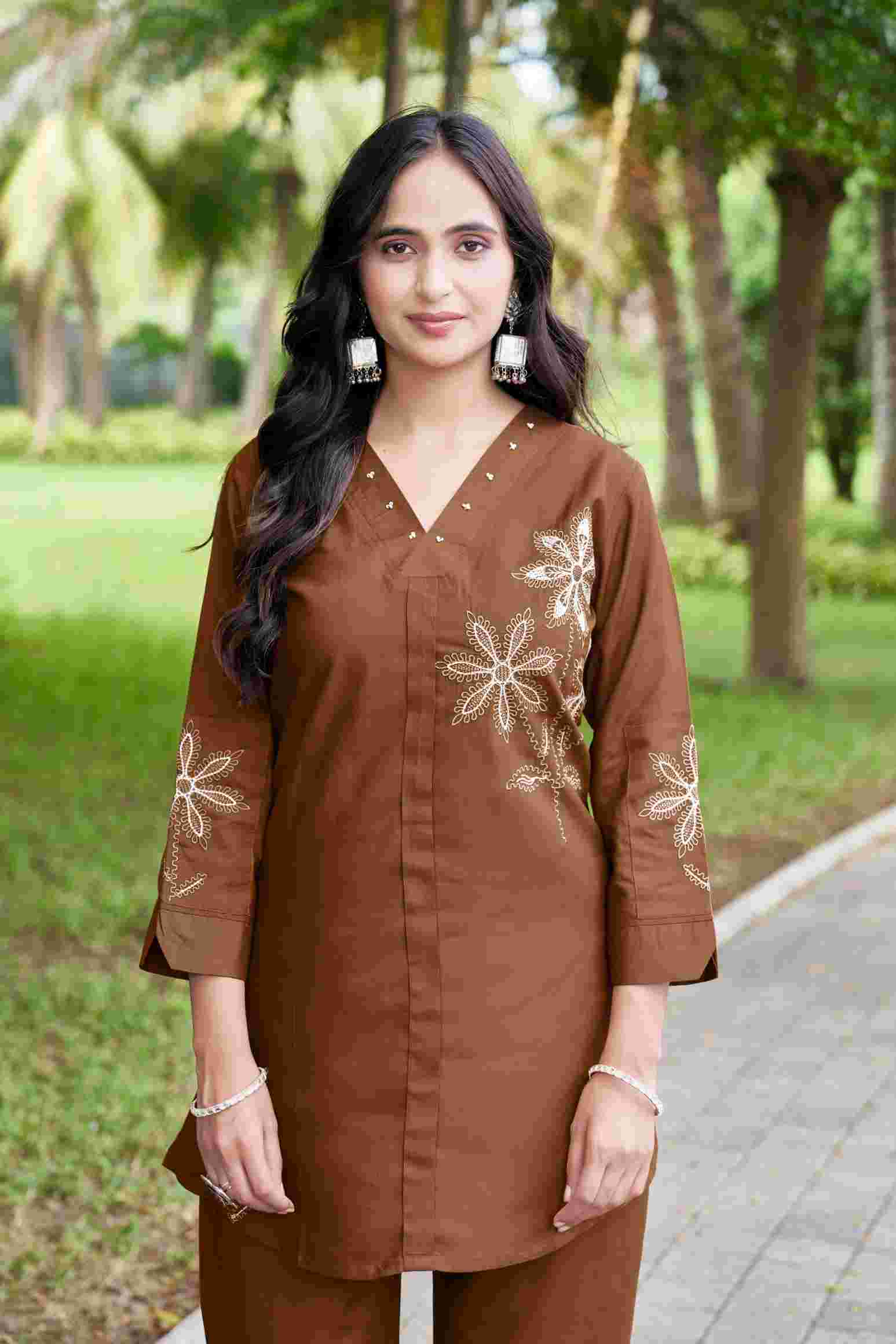 Multi Embroidery Thread Work Co-ord Set