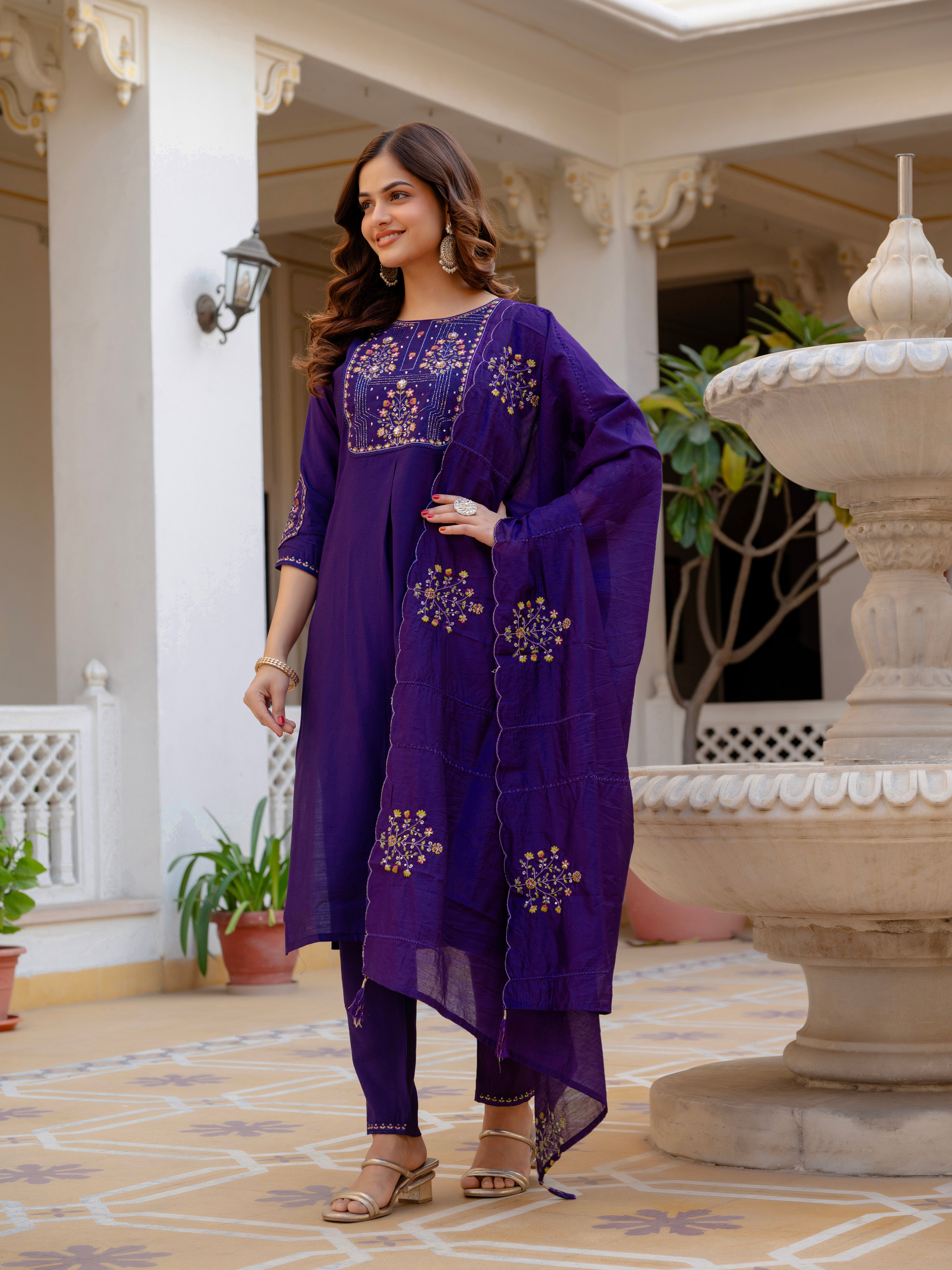 Multi Embroidery Sequins with Hand Work kurti