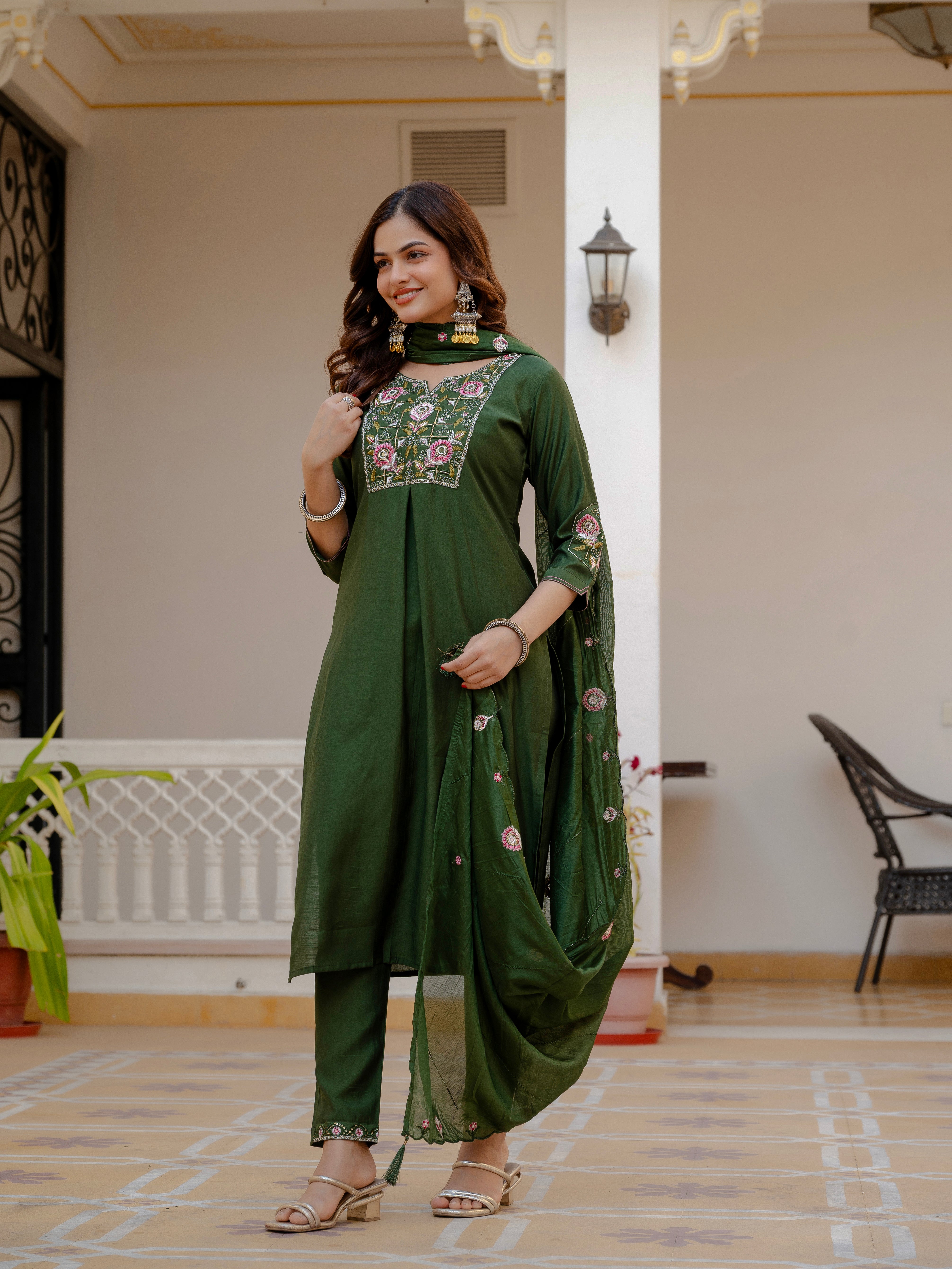 Multi Embroidery Sequins with Hand Work kurti