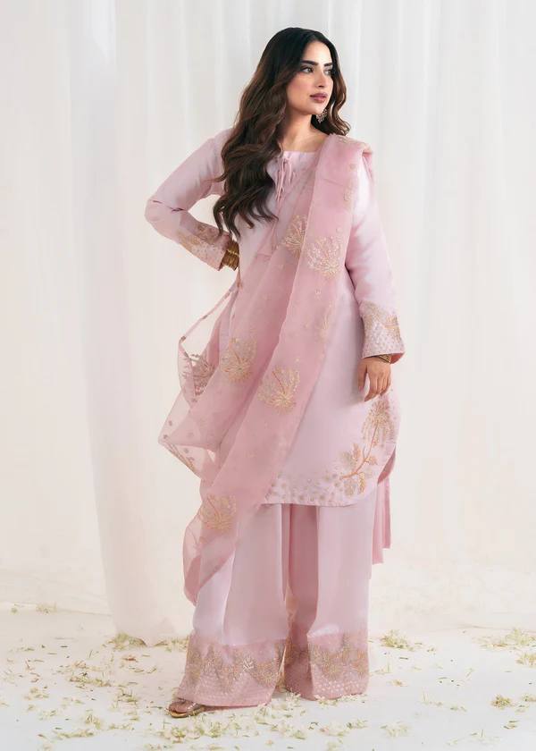 Designer Collection In Natural Crep Silk Top-Bottom And Dupatta Set