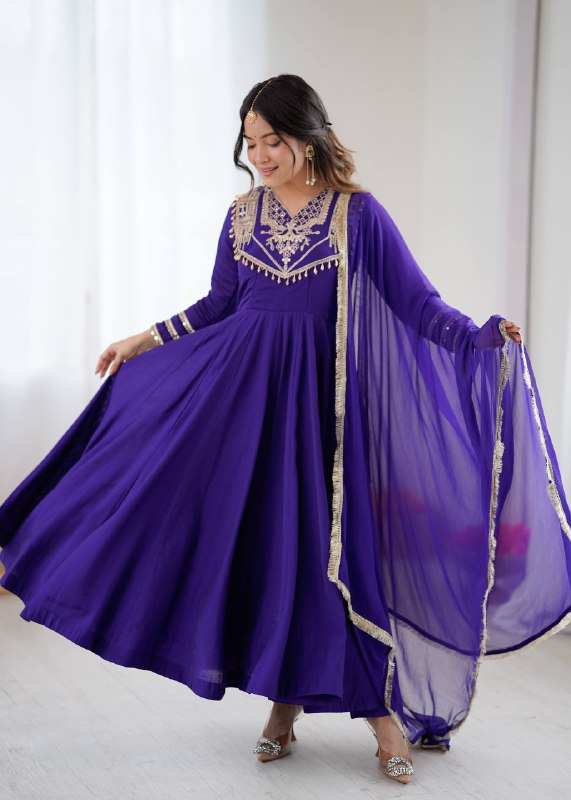 Premium Quality Anarkali Gown With Bottom And Dupatta