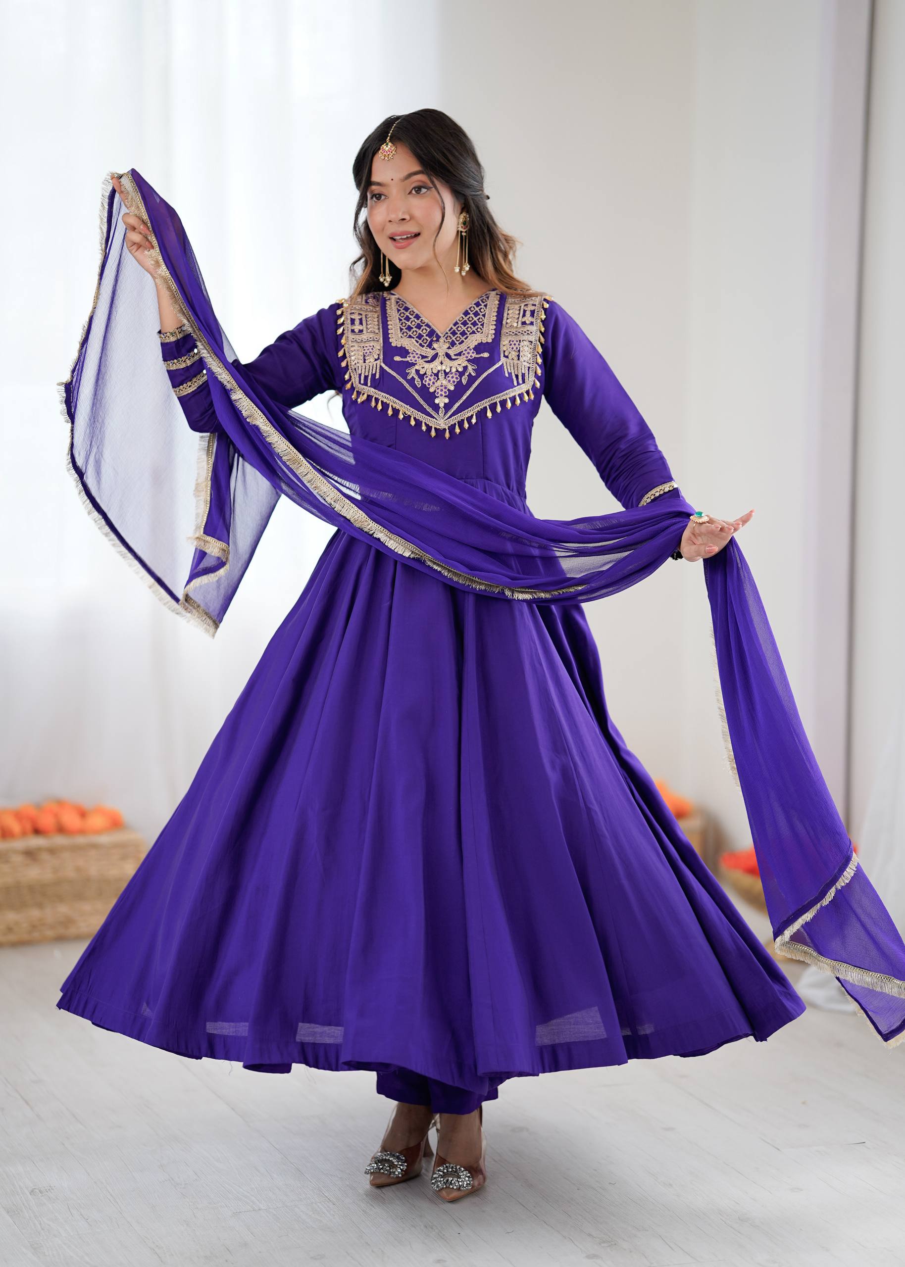 Premium Quality Anarkali Gown With Bottom And Dupatta