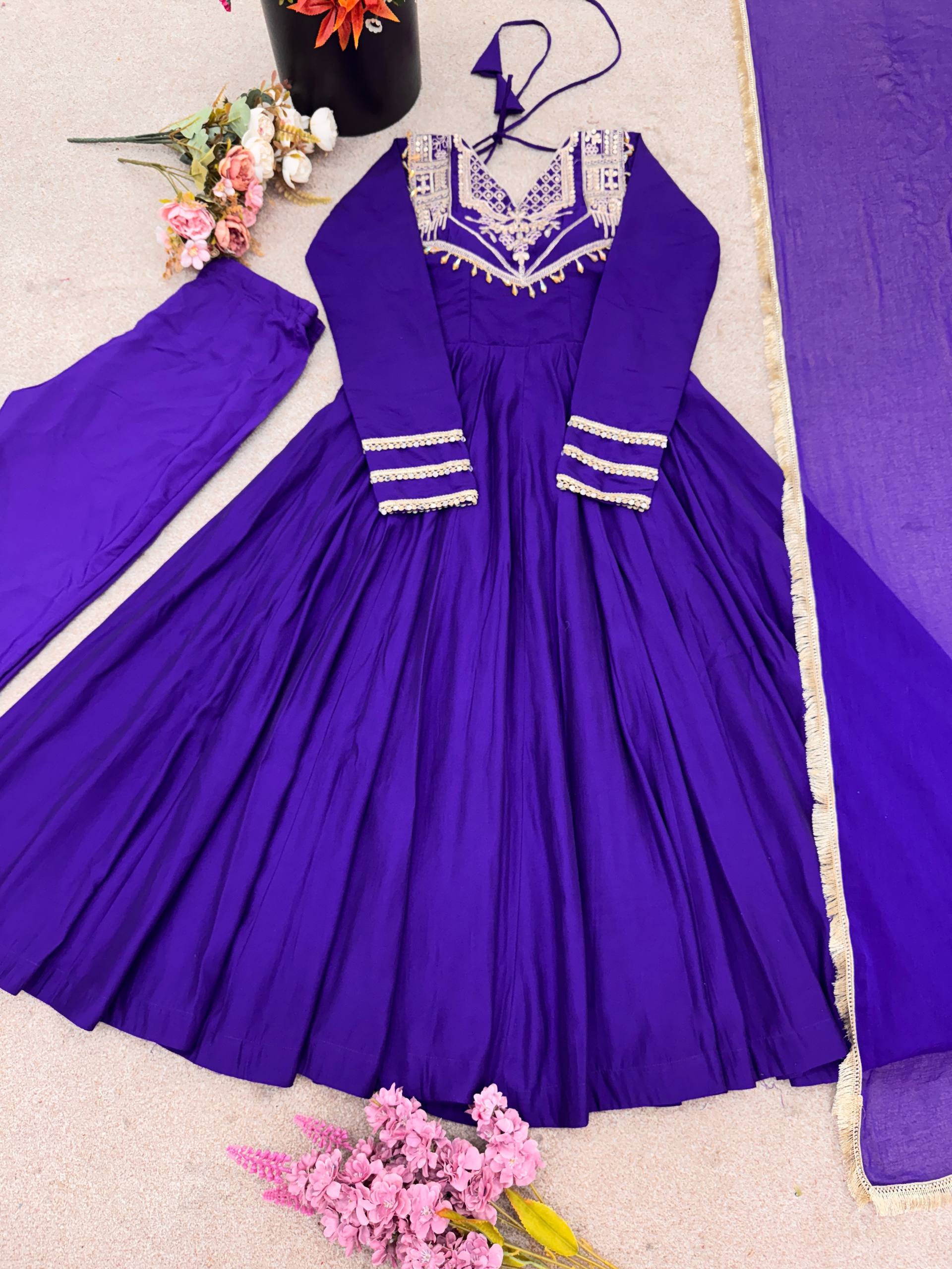 Premium Quality Anarkali Gown With Bottom And Dupatta