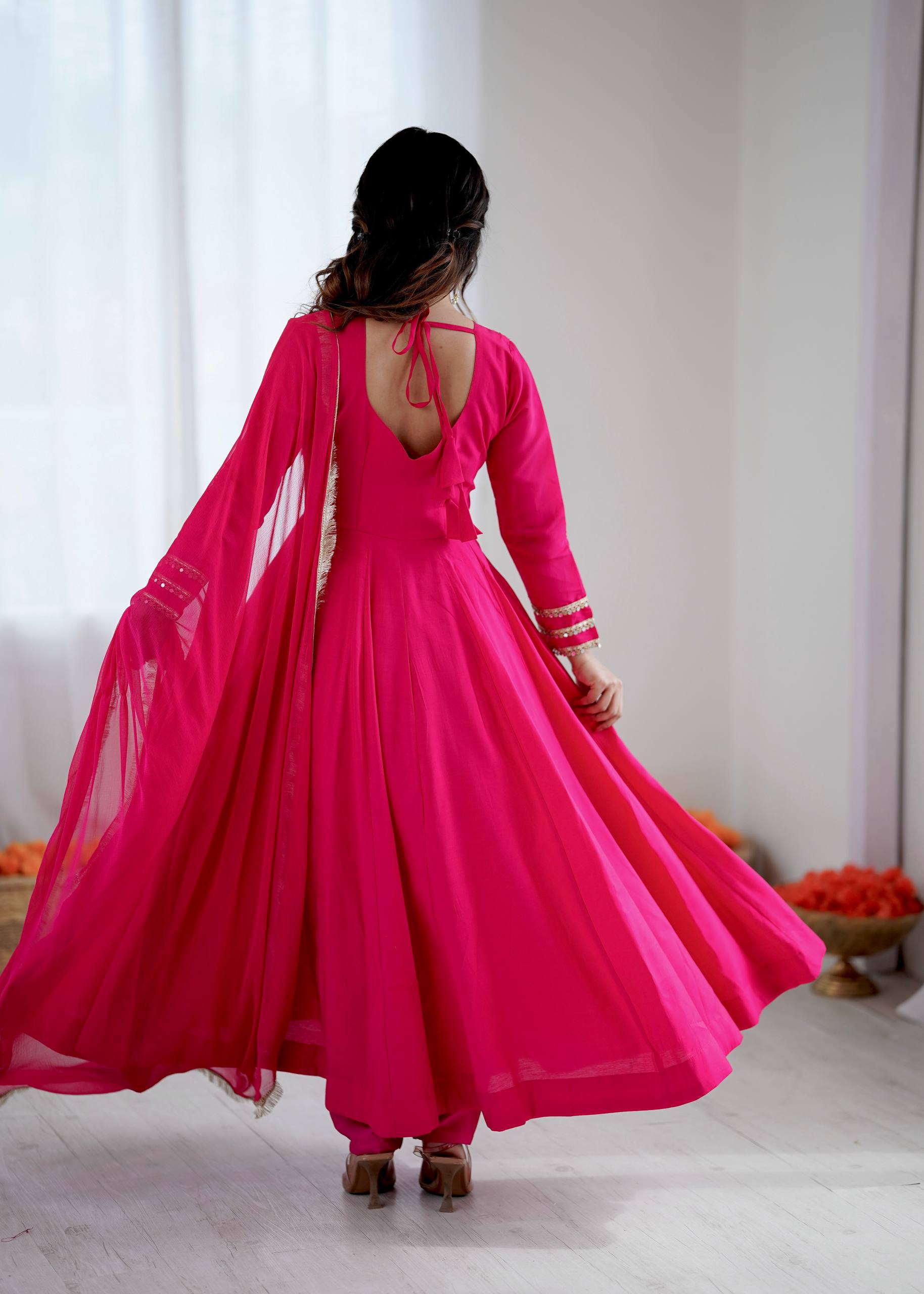 Premium Quality Anarkali Gown With Bottom And Dupatta