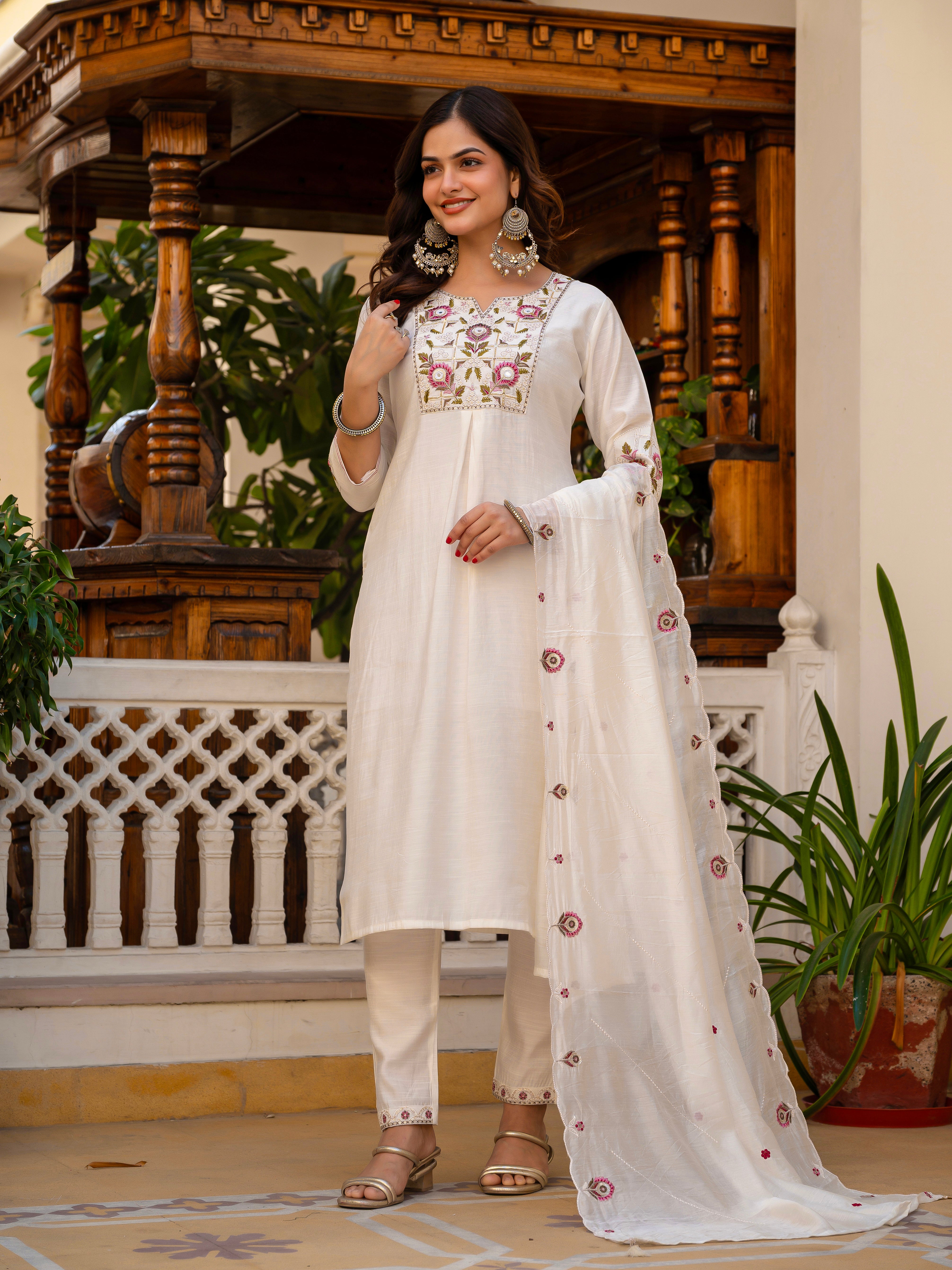 Multi Embroidery Sequins with Hand Work kurti