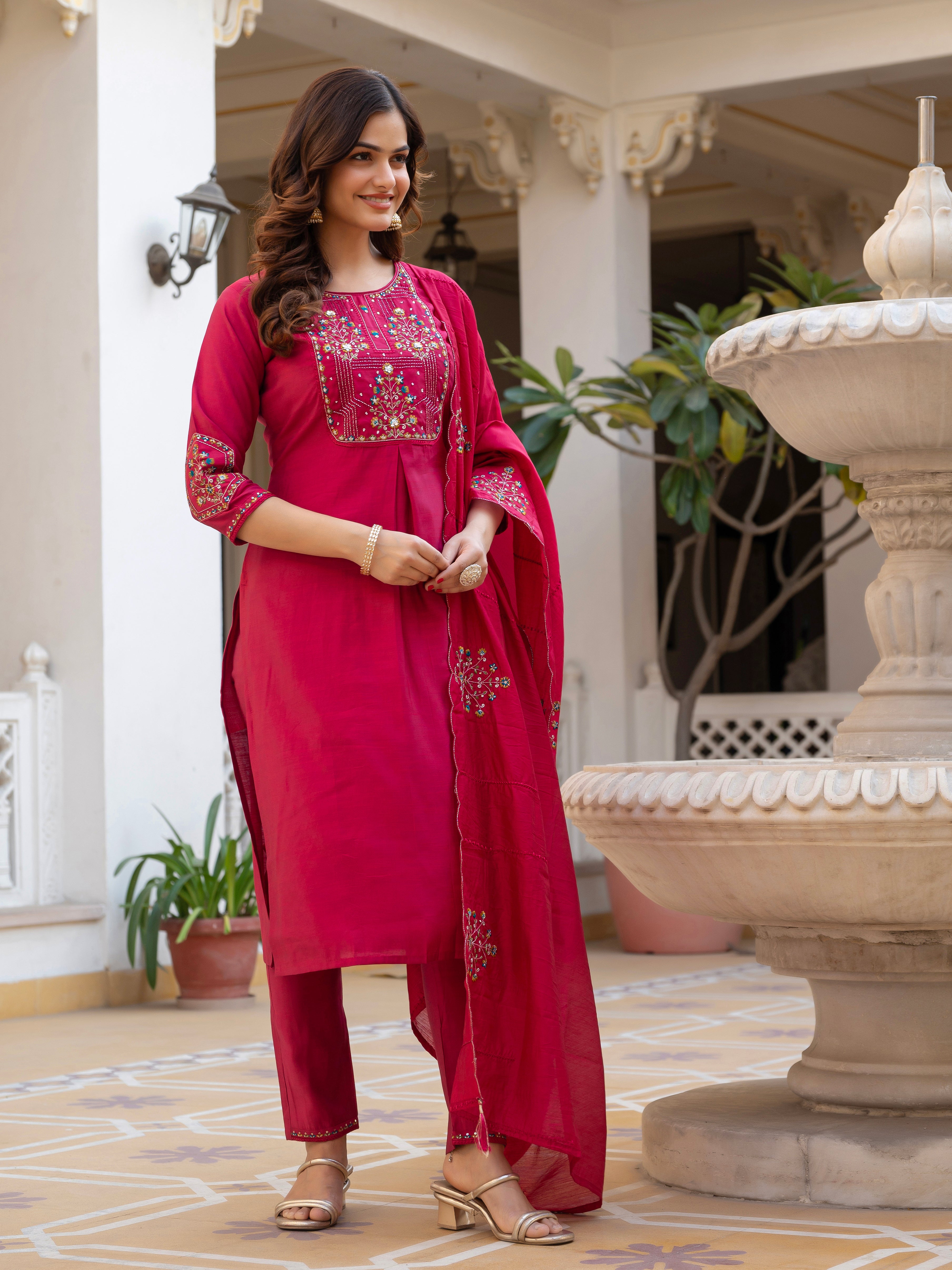 Multi Embroidery Sequins with Hand Work kurti