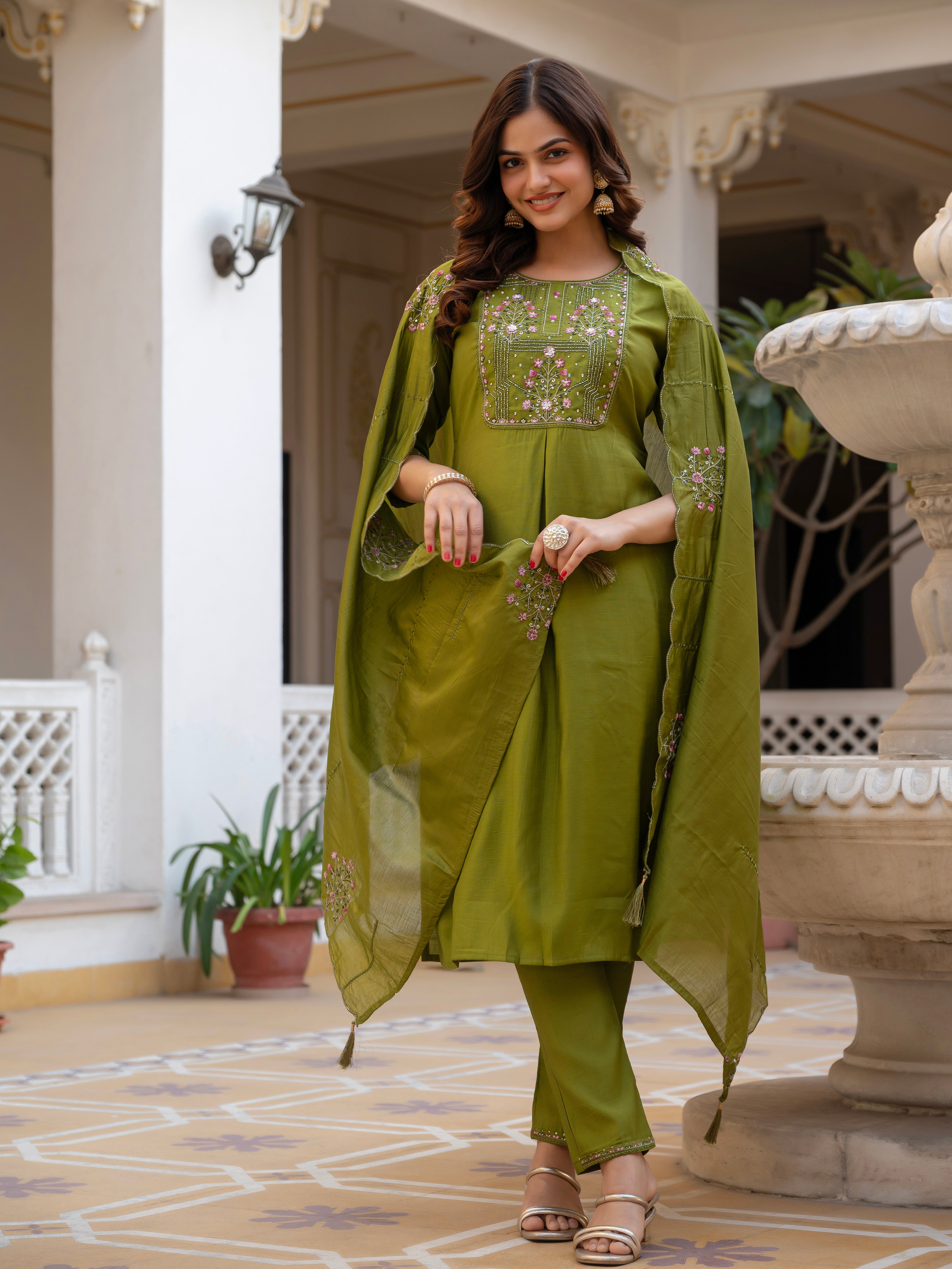 Name: Multi Embroidery Sequins with Hand Work kurti