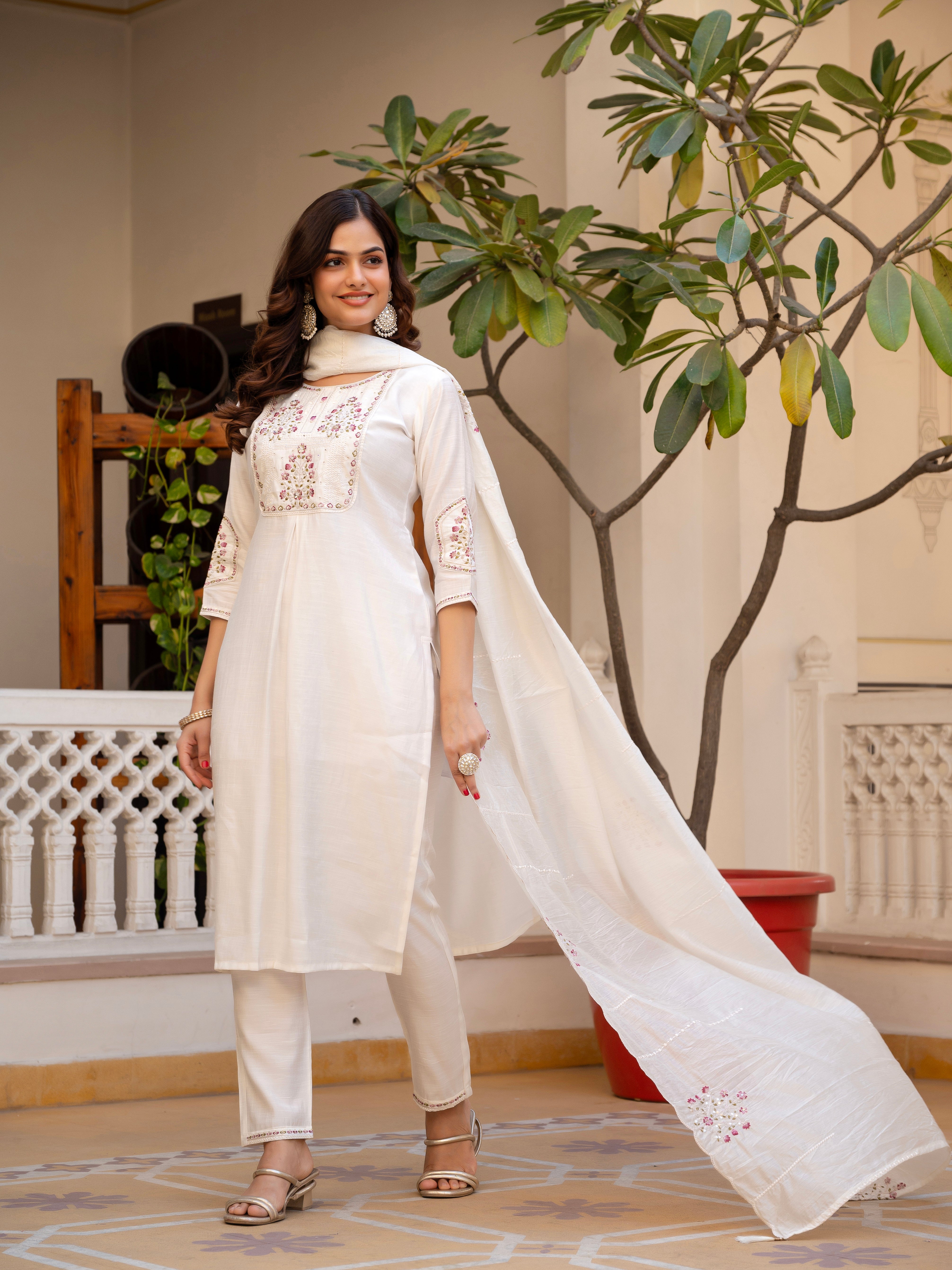 Multi Embroidery Sequins with Hand Work kurti