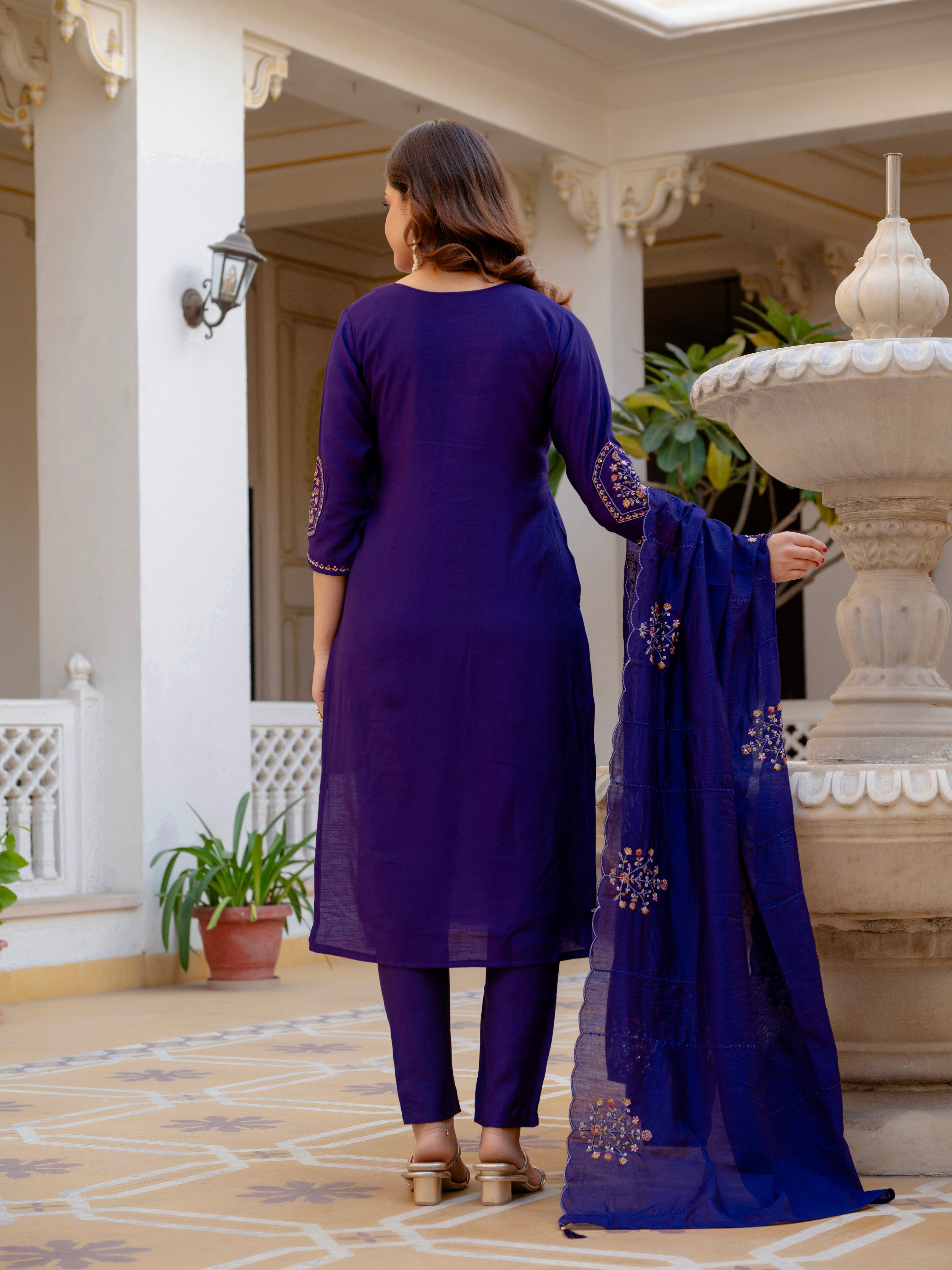 Multi Embroidery Sequins with Hand Work kurti