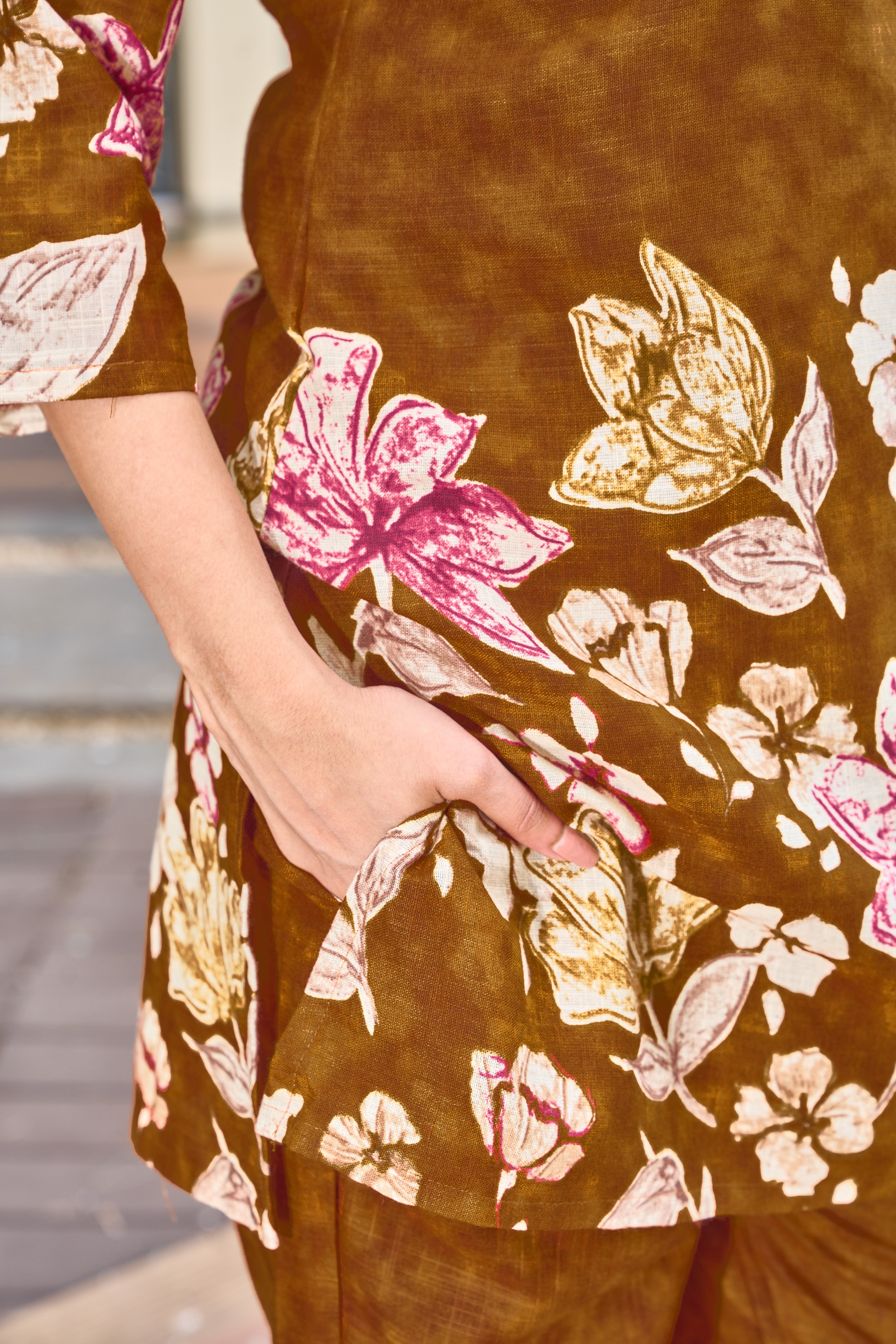 V-Neck A-Line Handcrafted Co-ord with pant