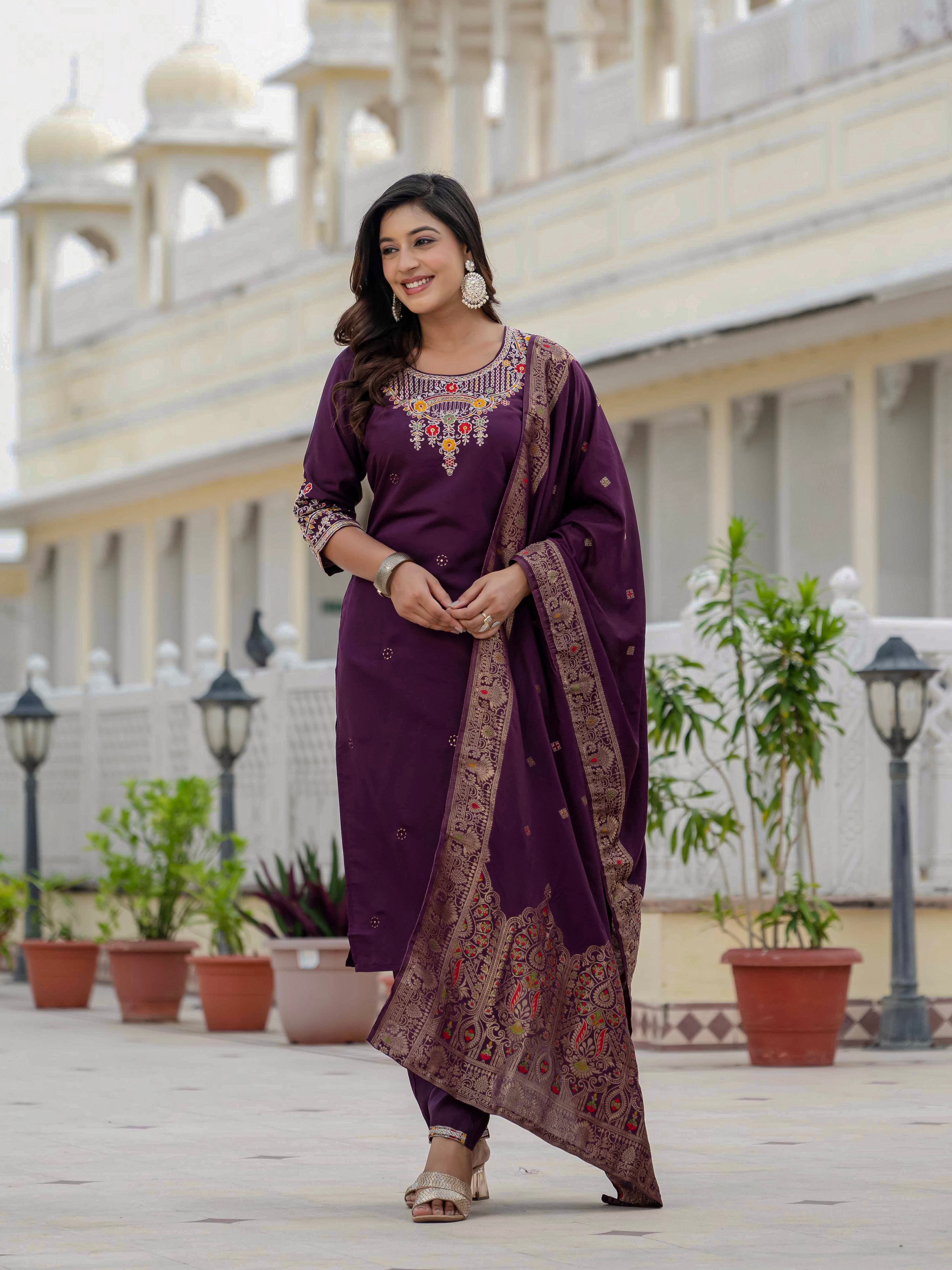 Embroidery With Sequins Work kurti