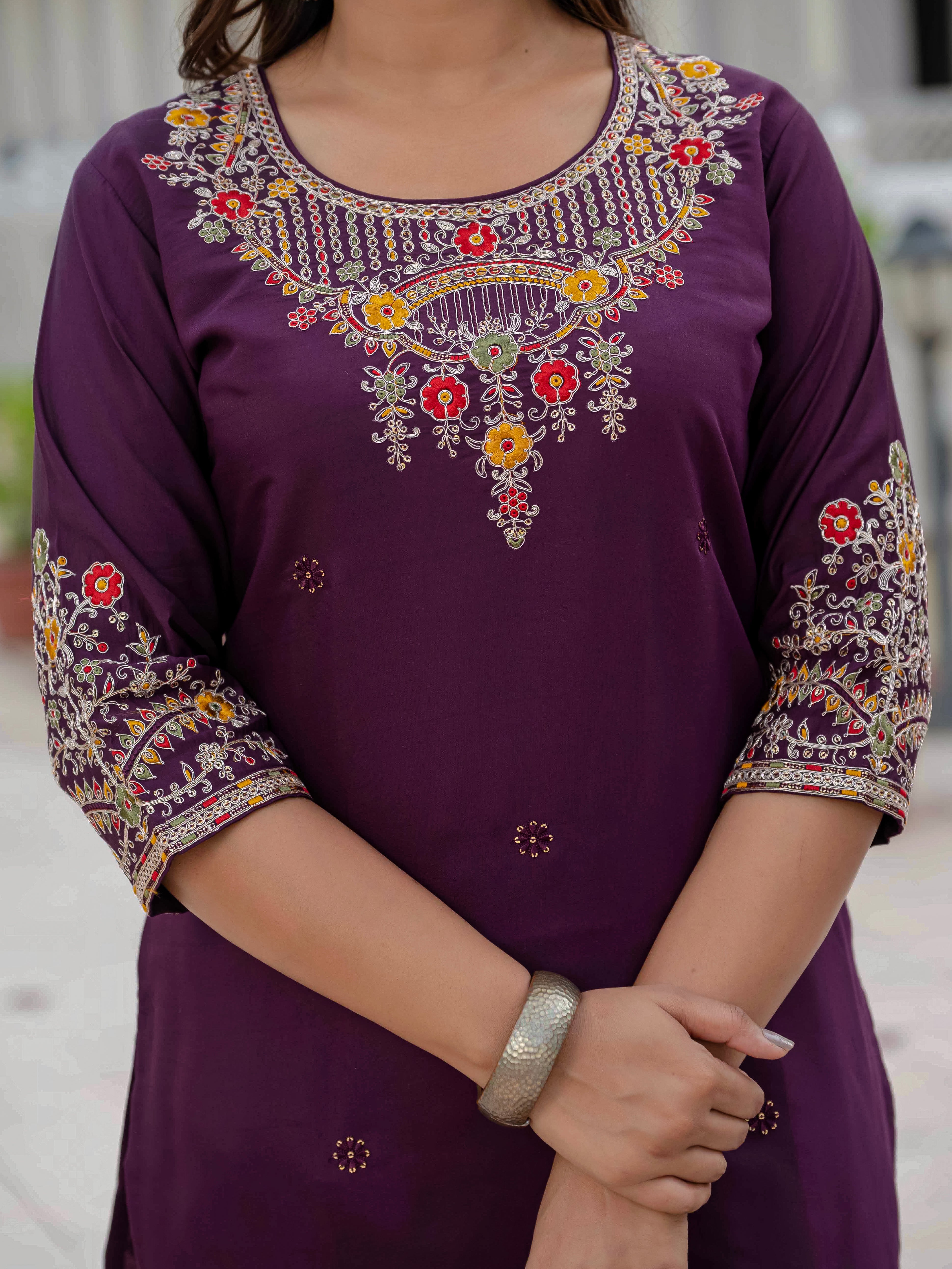 Embroidery With Sequins Work kurti
