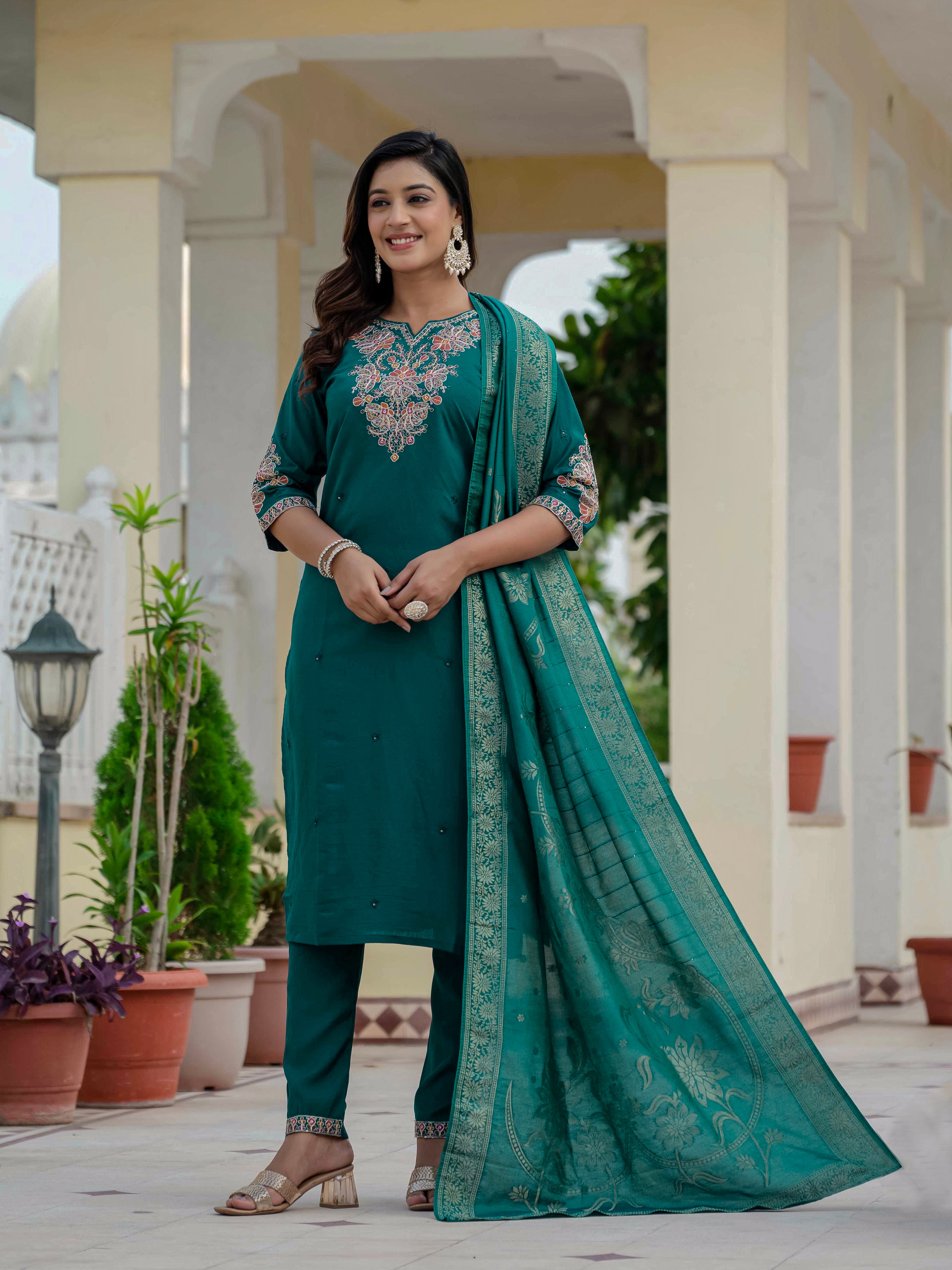 Embroidery With Sequins Work kurti