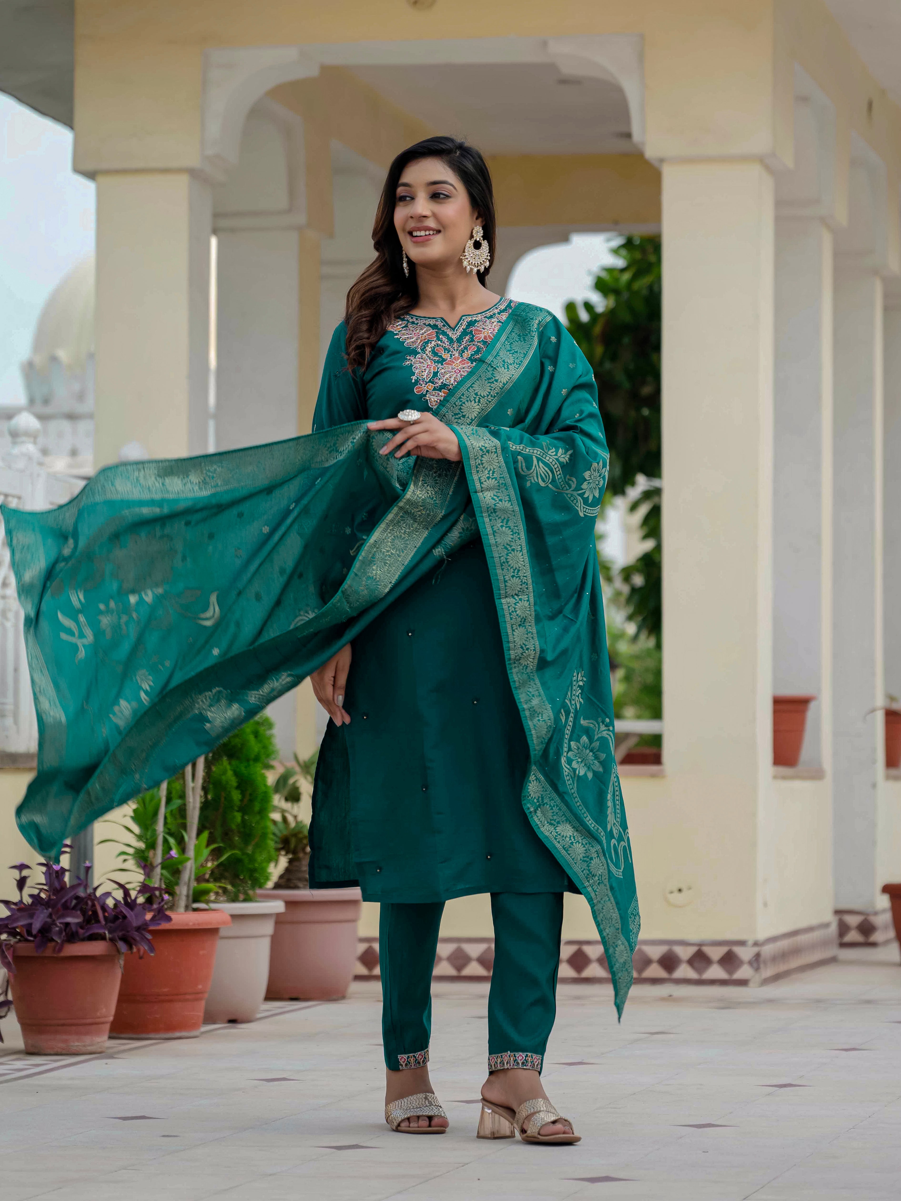 Embroidery With Sequins Work kurti