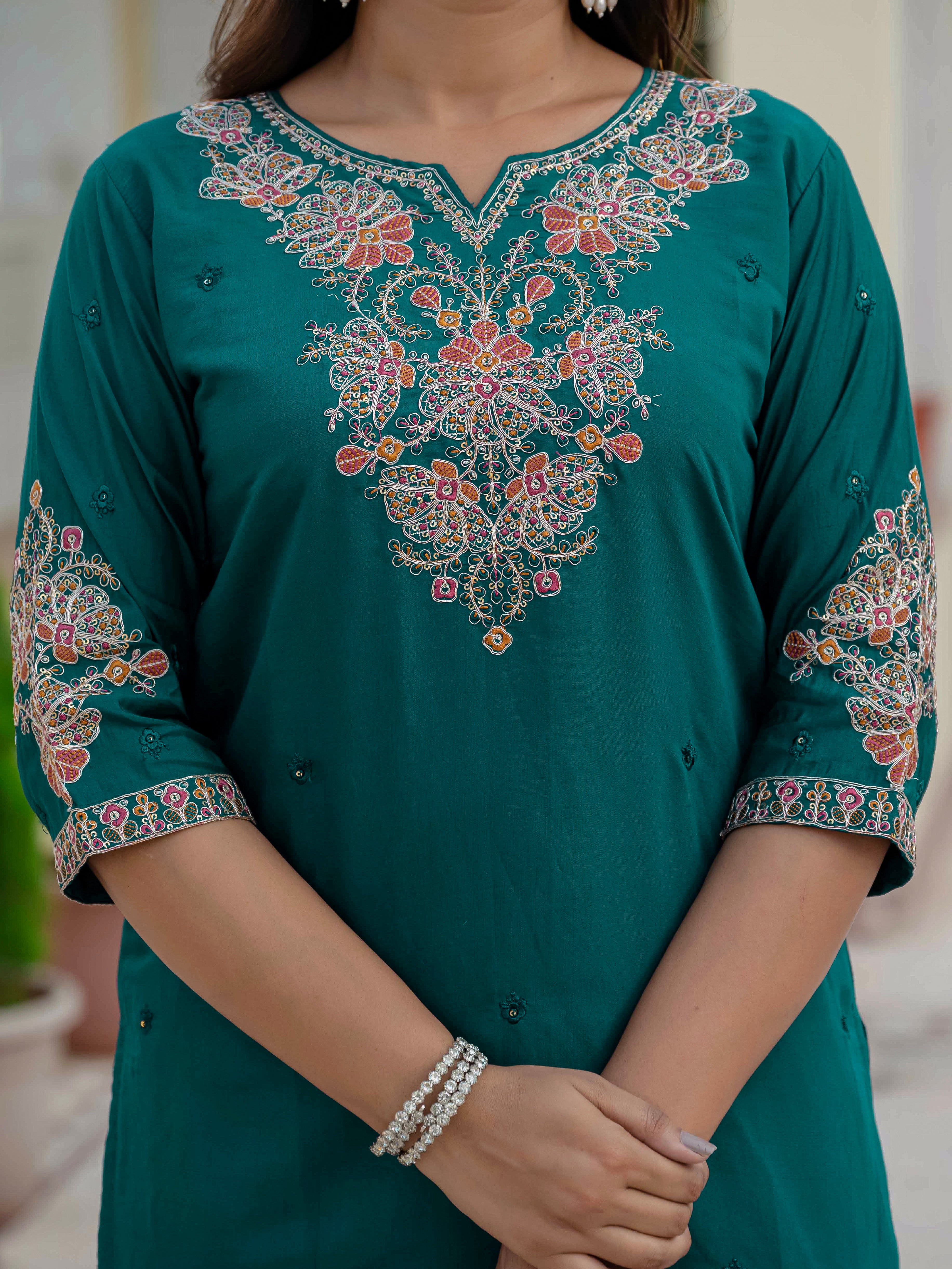Embroidery With Sequins Work kurti