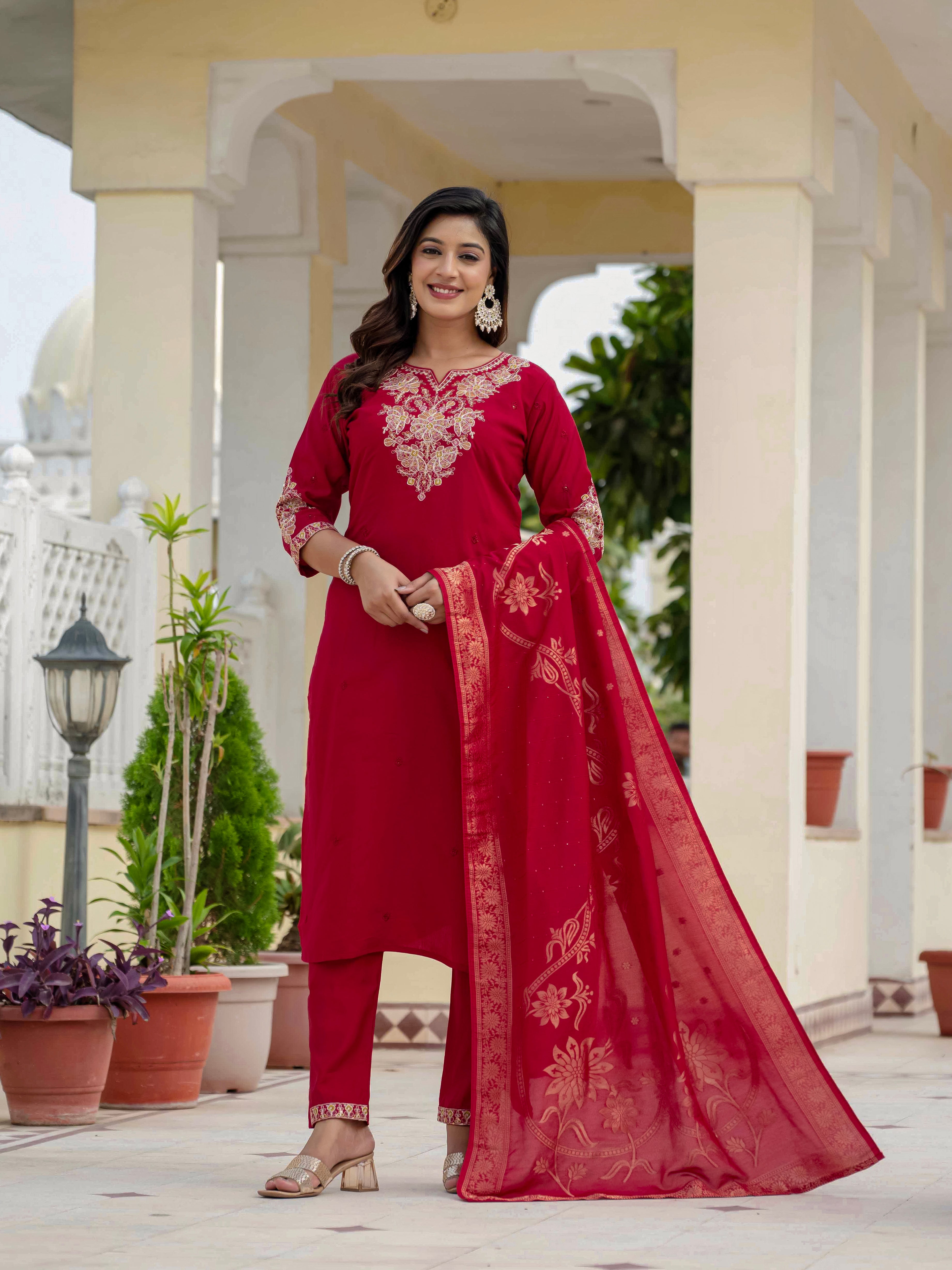 Embroidery With Sequins Work kurti