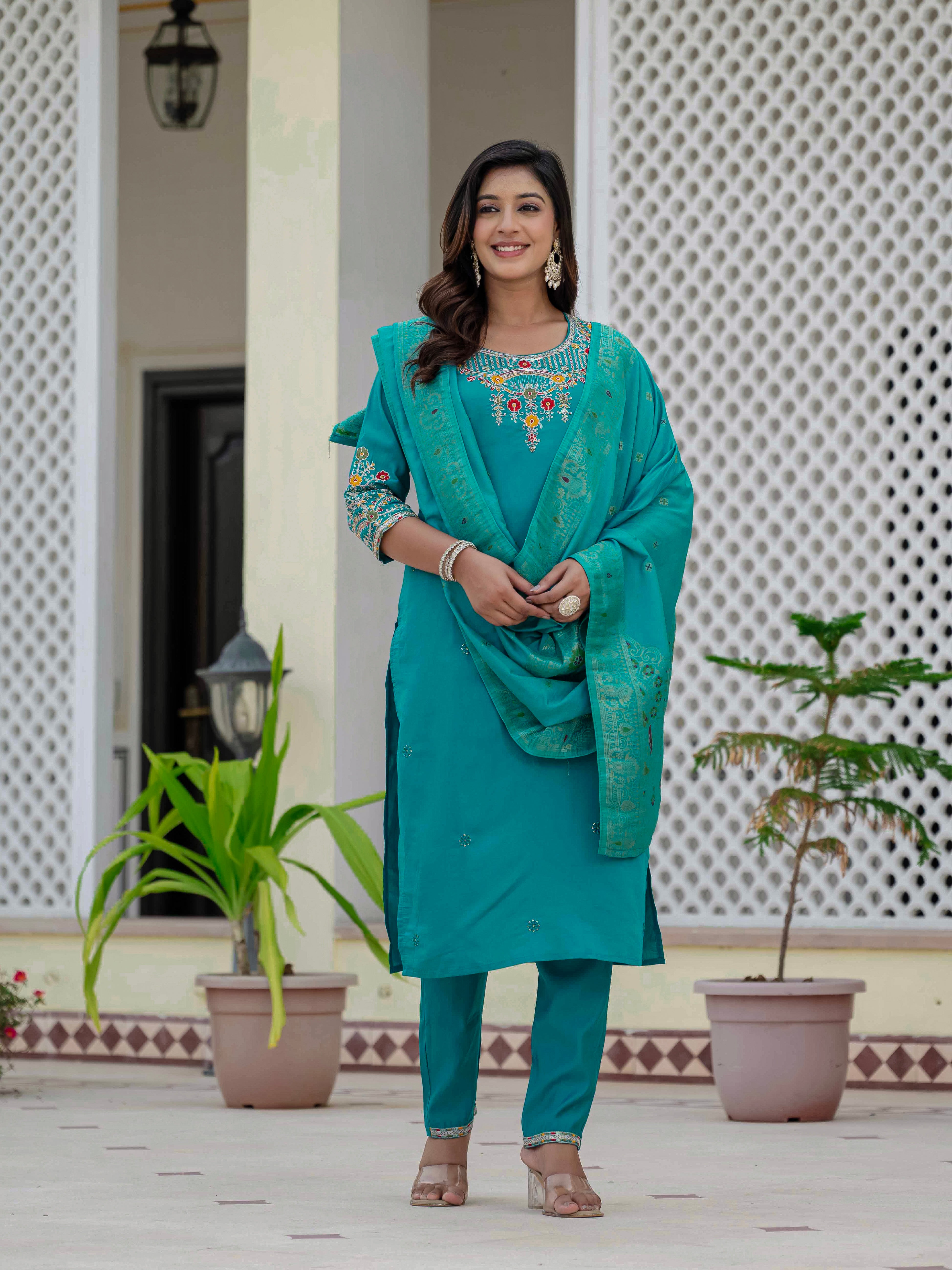 Embroidery With Sequins Work kurti