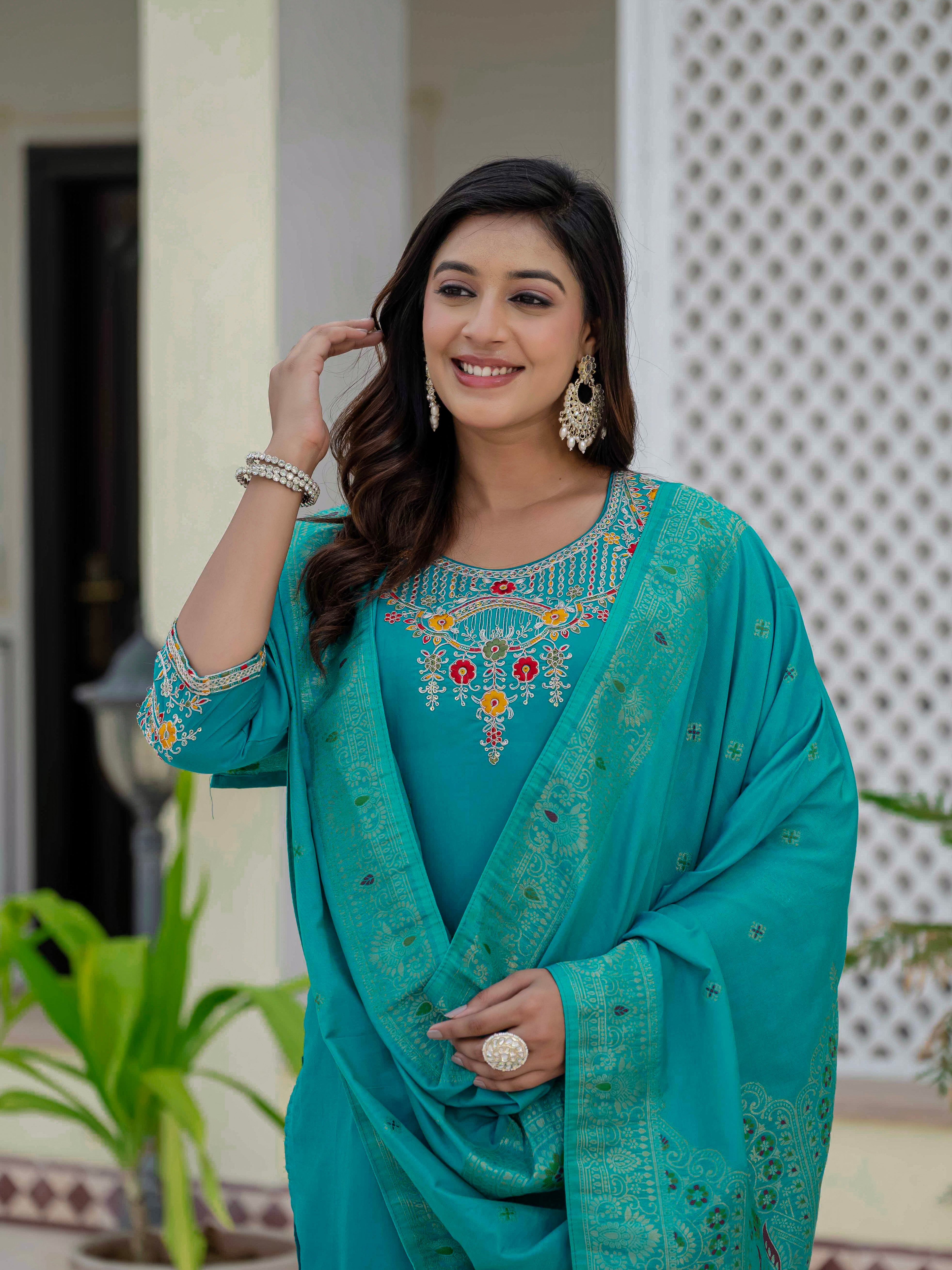 Embroidery With Sequins Work kurti