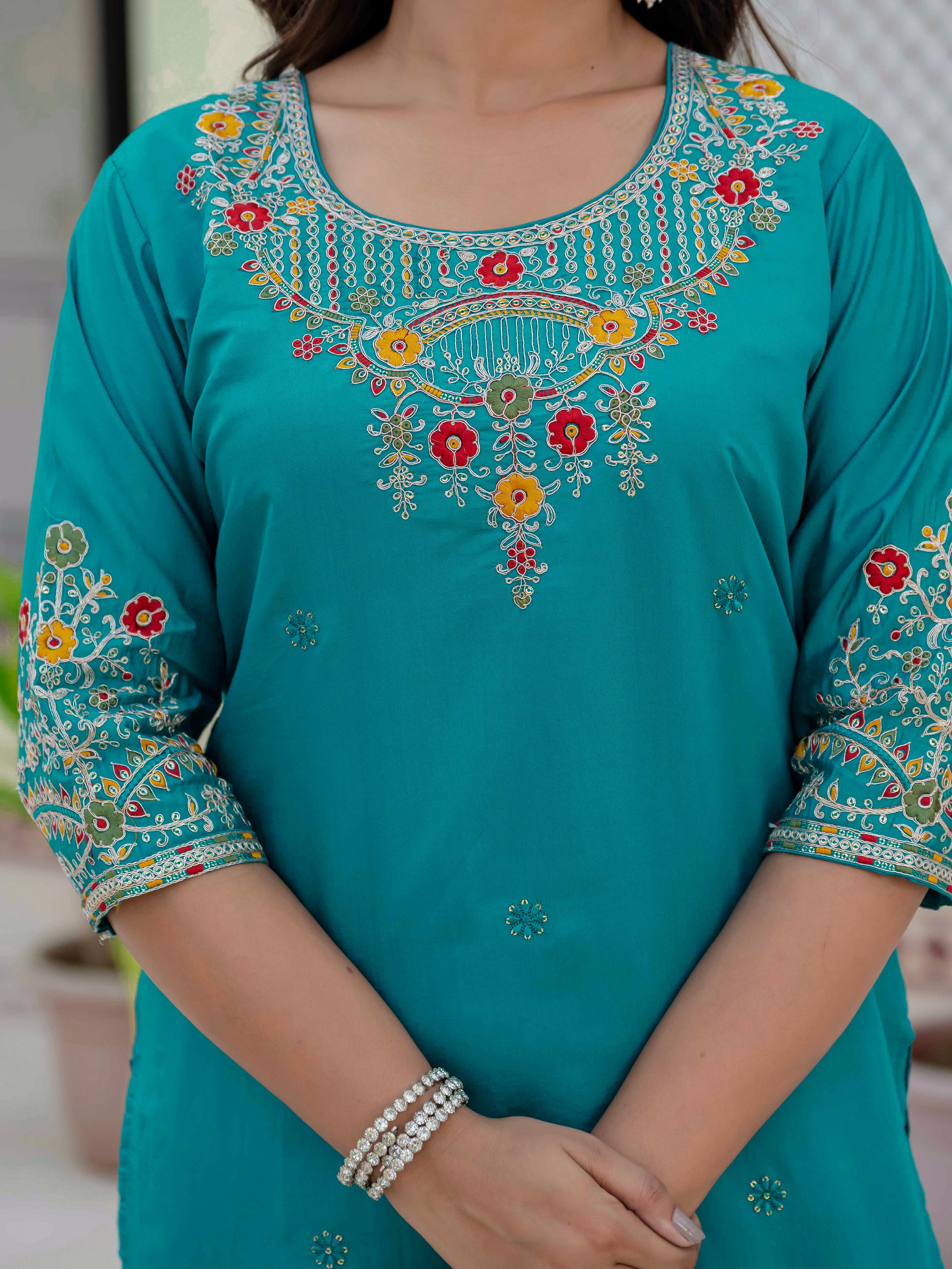 Embroidery With Sequins Work kurti